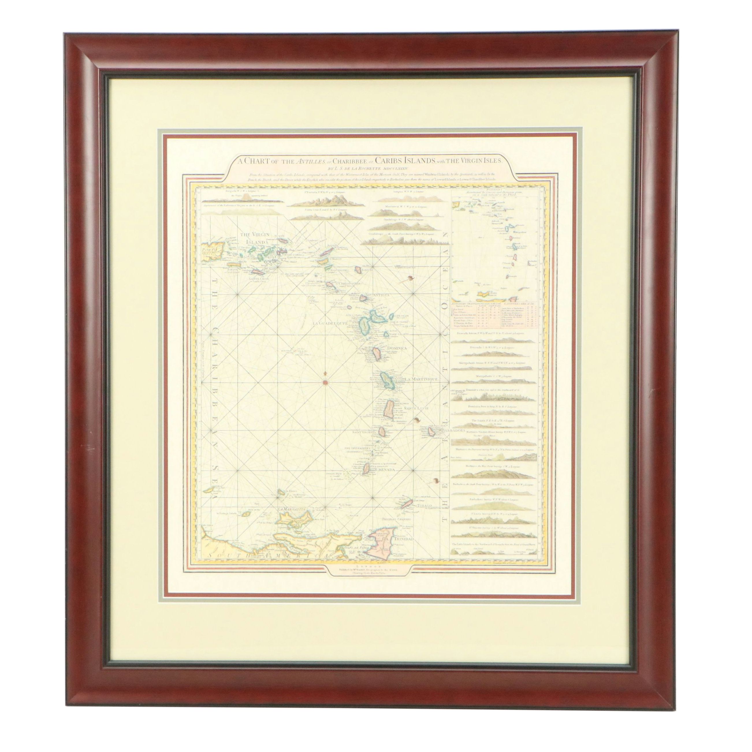 Offset Lithograph of Caribbean Map After L. S. de la Rochette