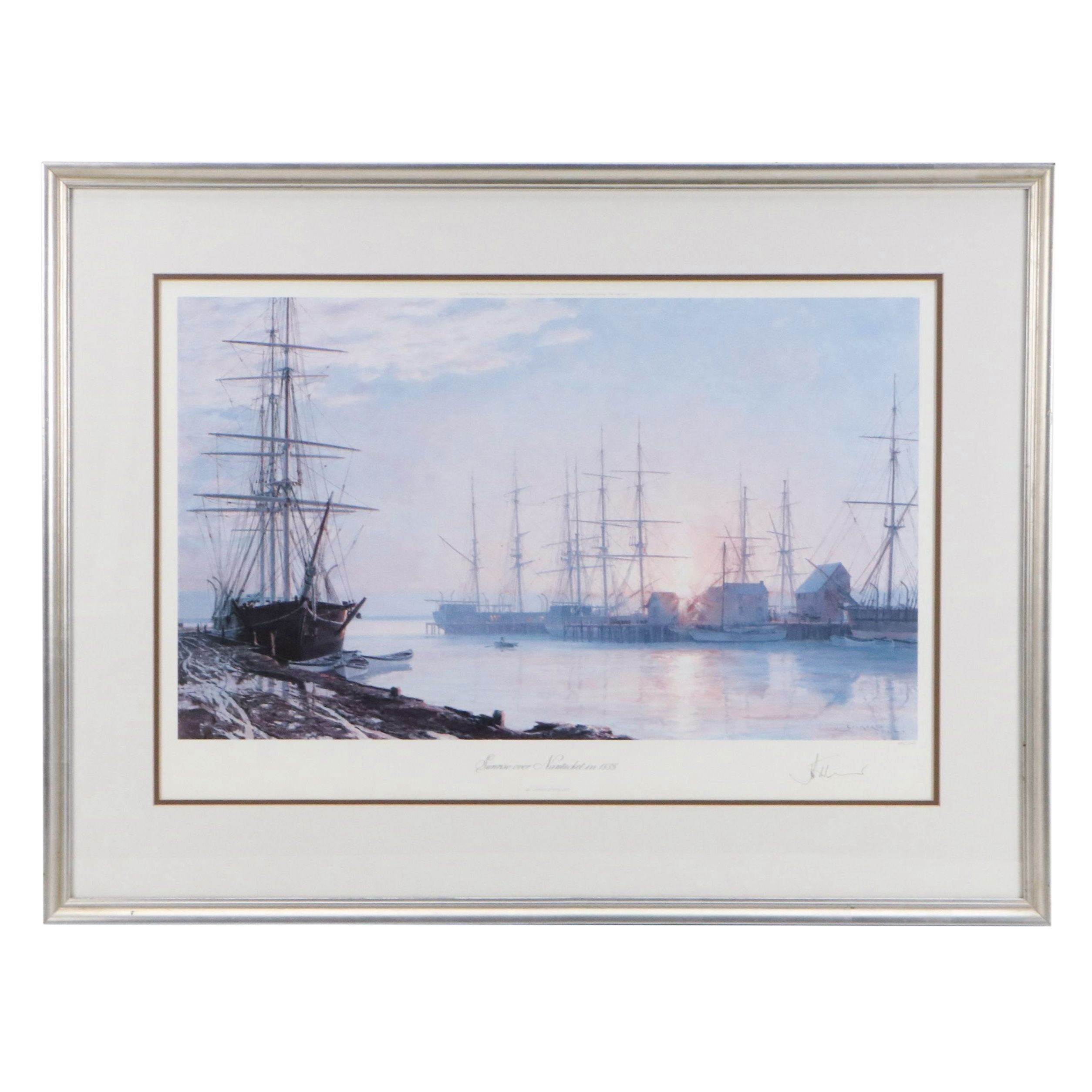 John Stobart Offset Lithograph "Sunrise Over Nantucket in 1835," 1987