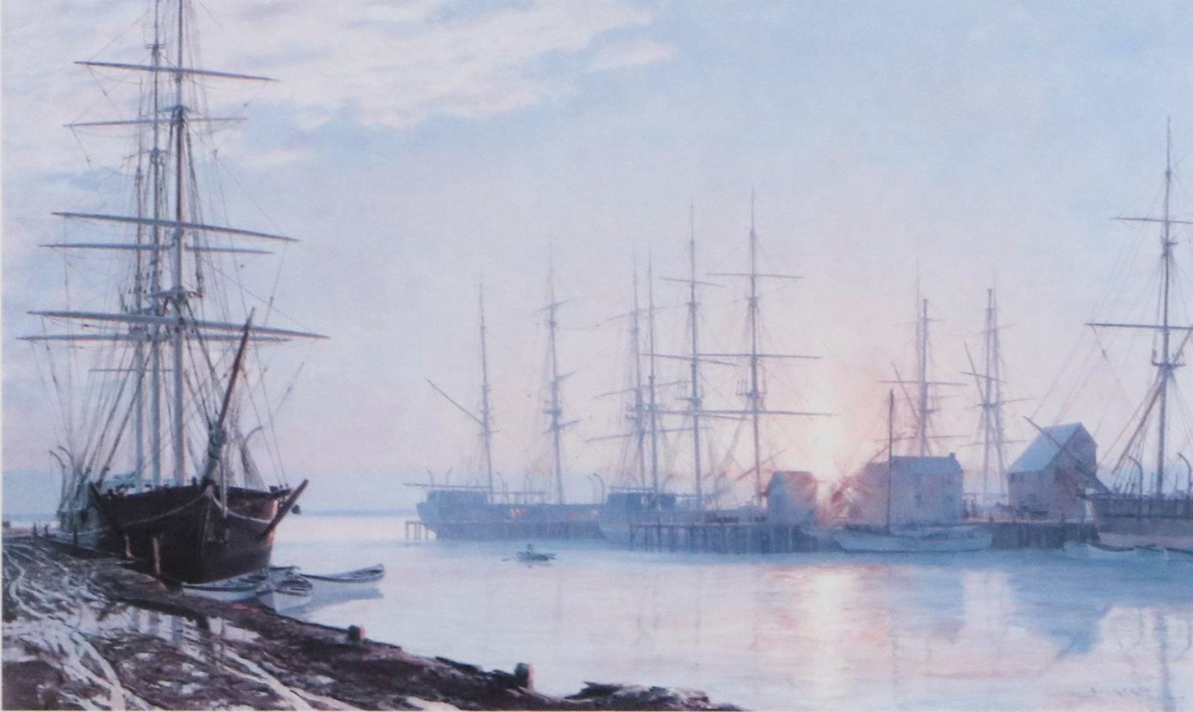 John Stobart Offset Lithograph "Sunrise Over Nantucket in 1835," 1987