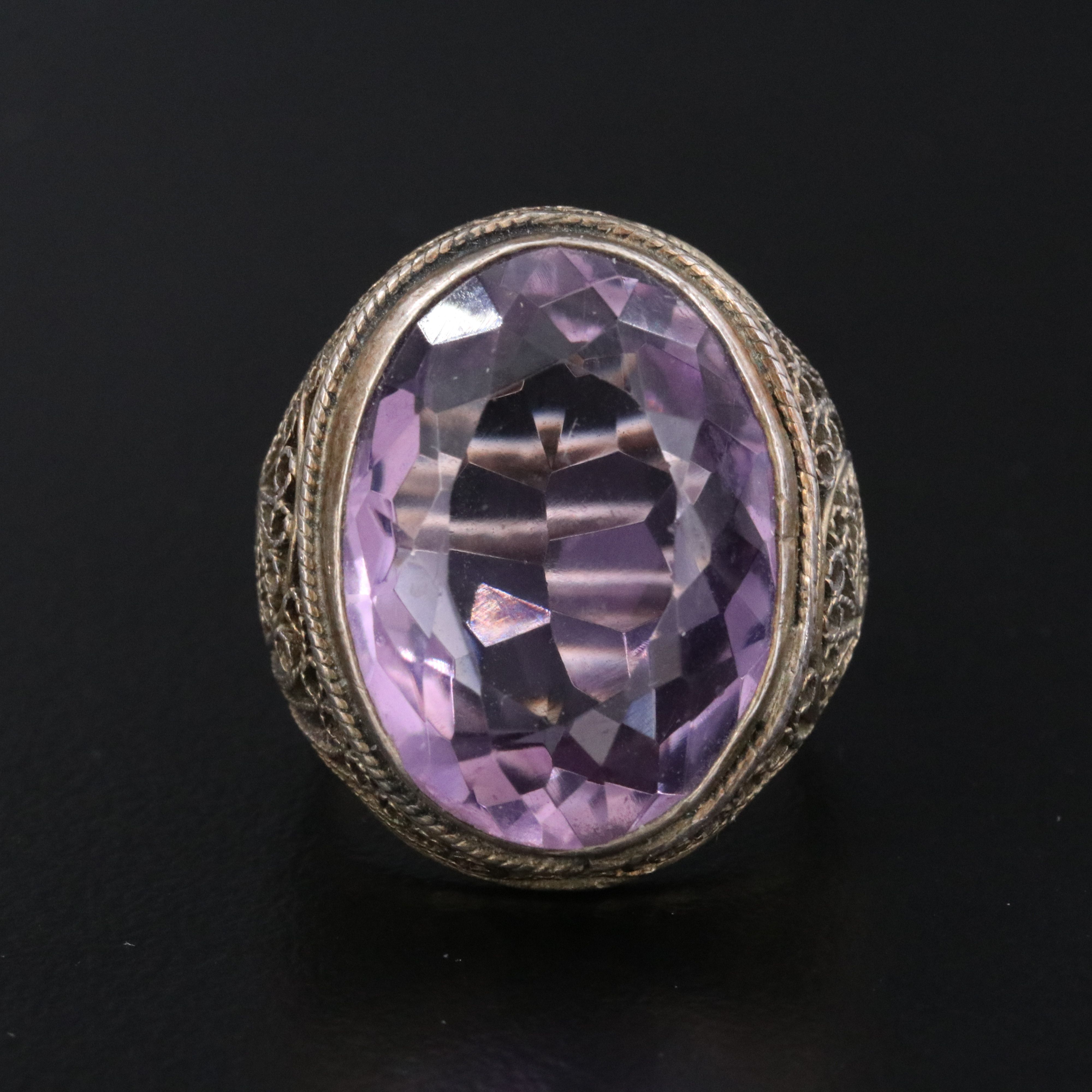 Sterling Amethyst Filigree Ring