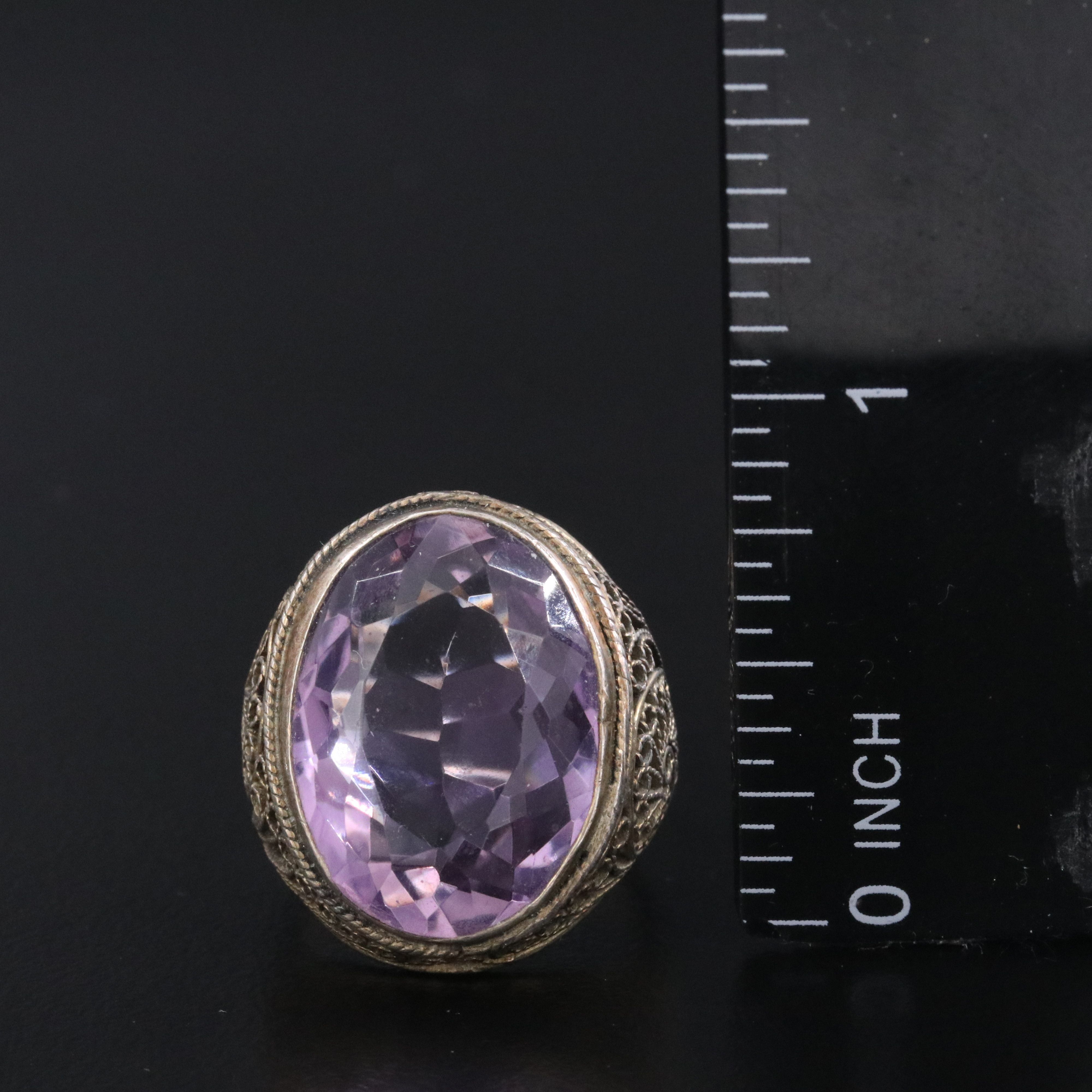 Sterling Amethyst Filigree Ring