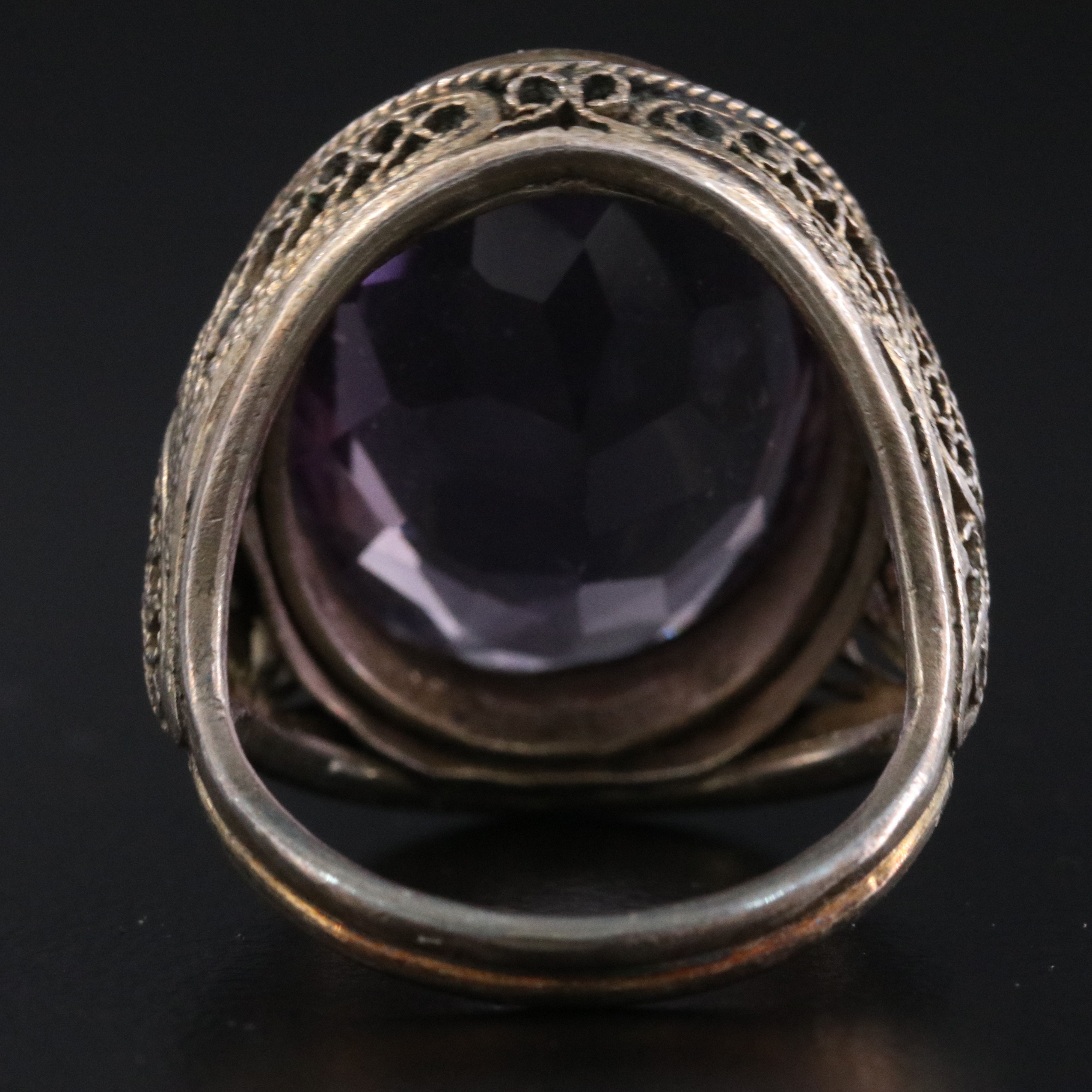 Sterling Amethyst Filigree Ring