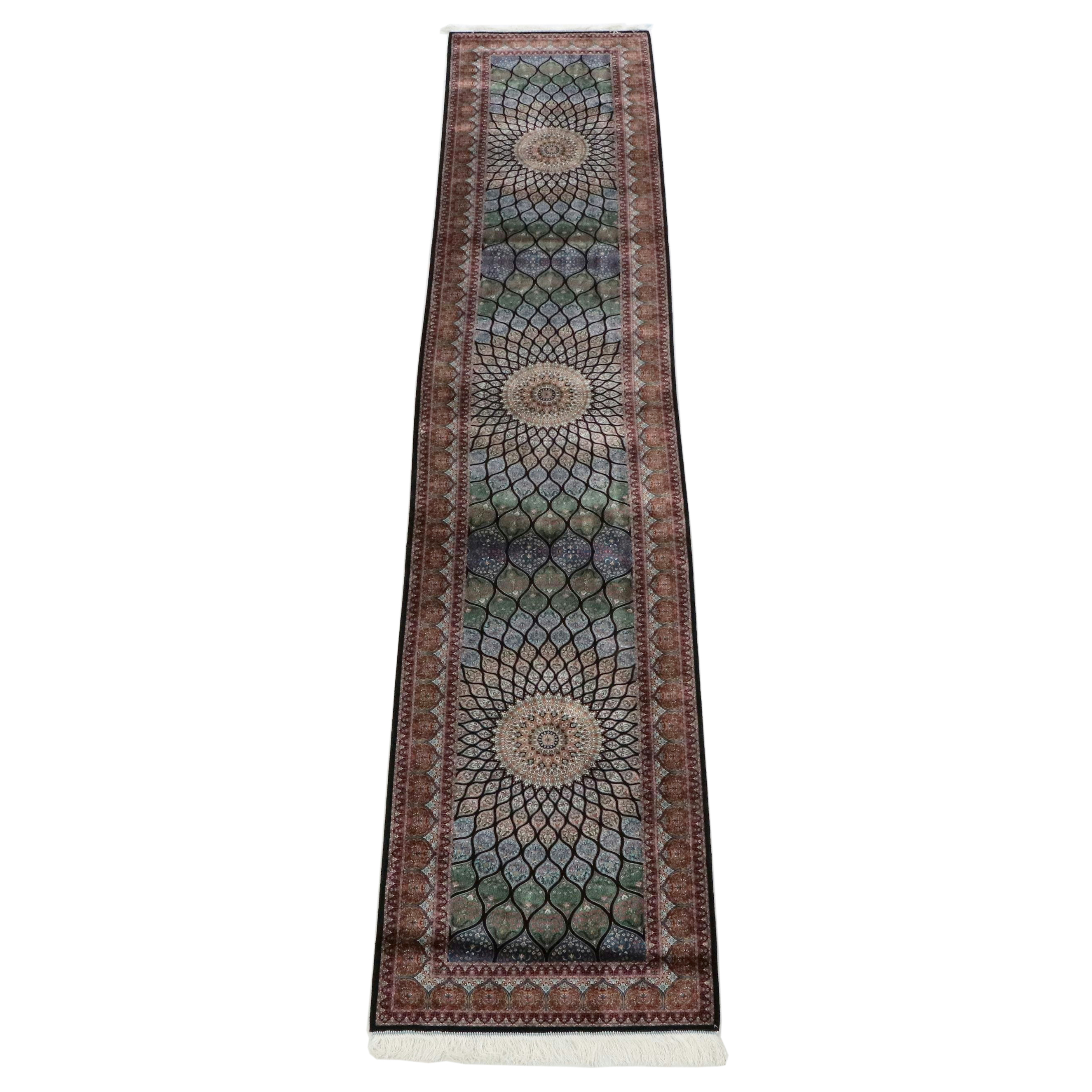 2'8 x 15'10 Machine Made Turkish Qom Style Silk Carpet Runner