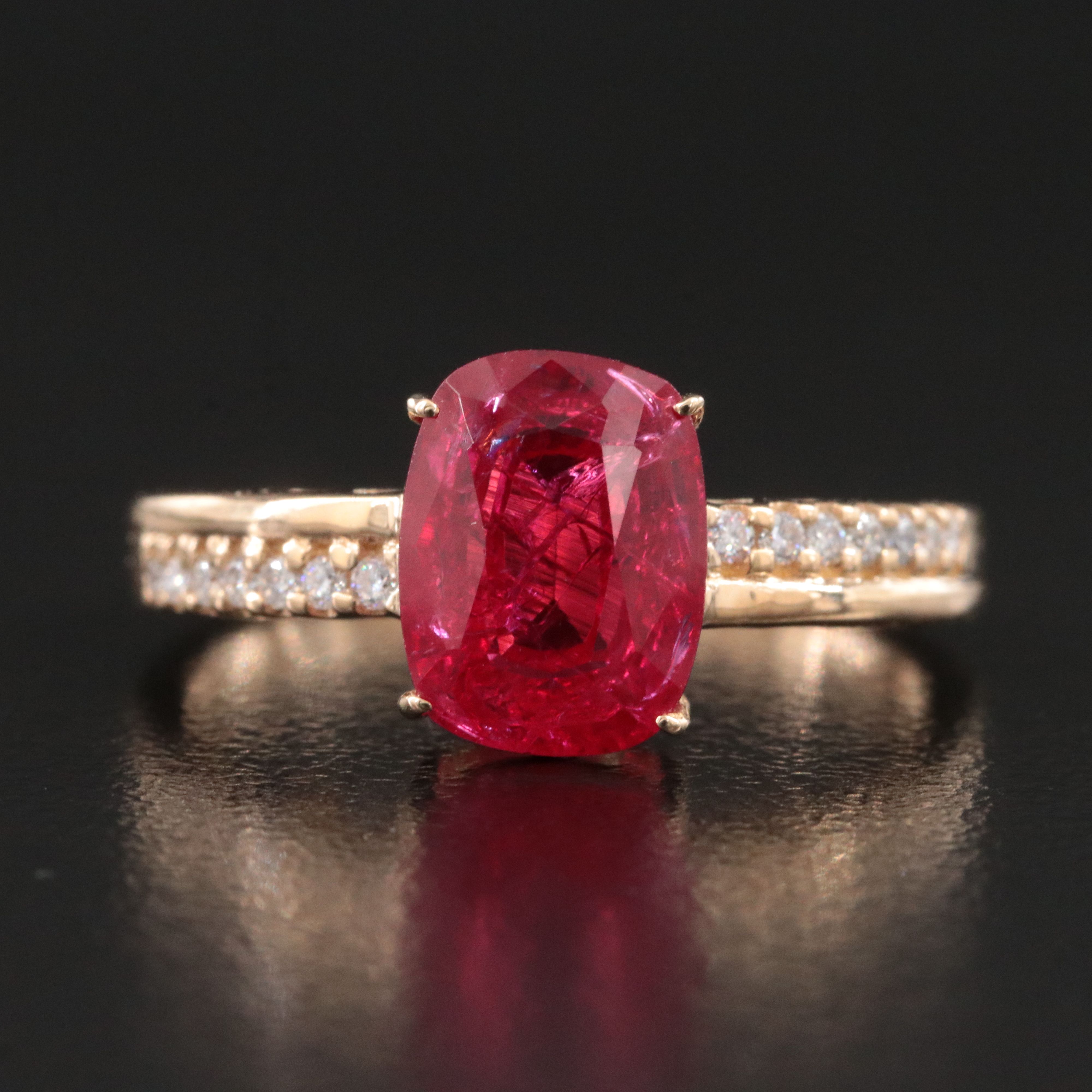 14K 3.02 CTW Lab Grown Ruby and Moissanite Ring