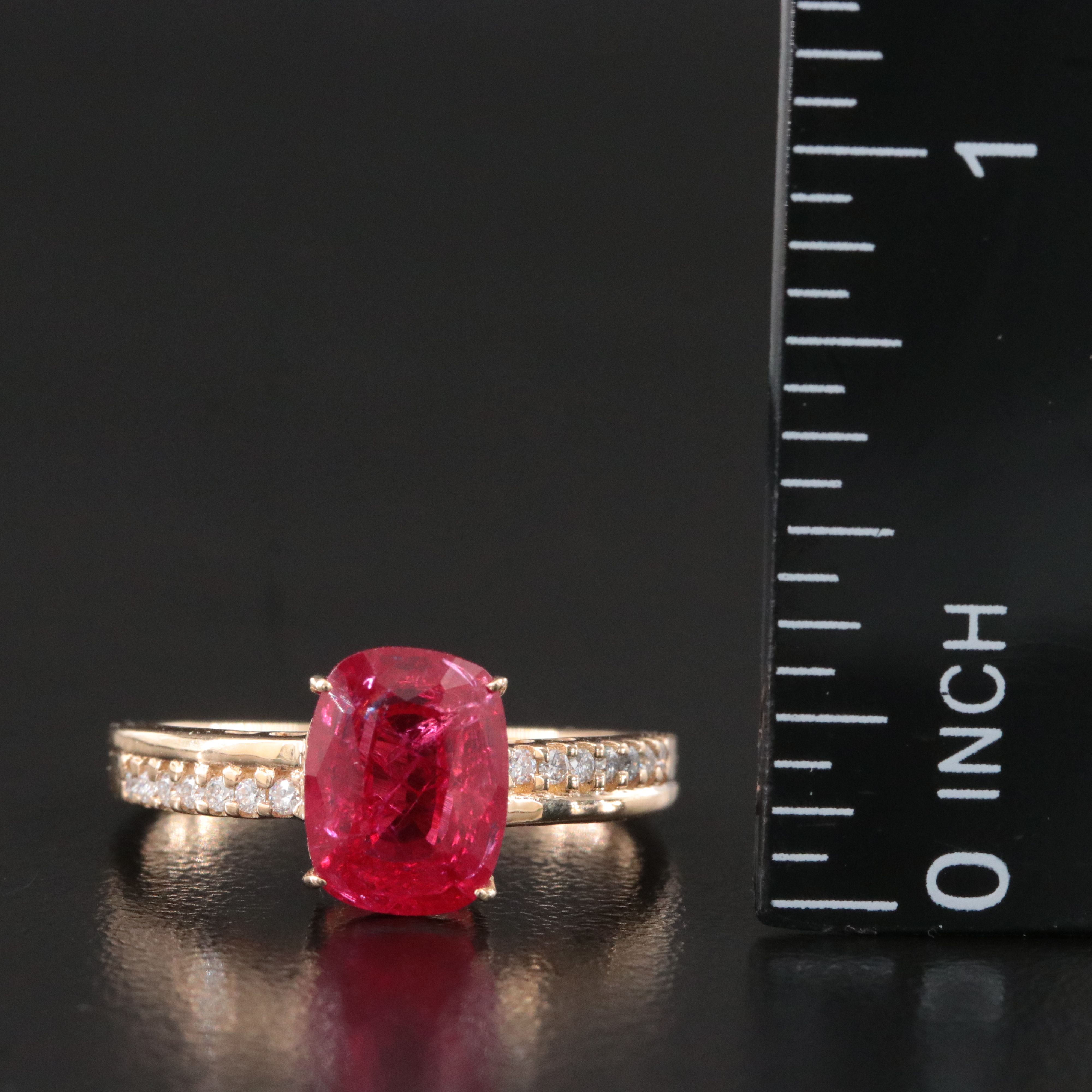 14K 3.02 CTW Lab Grown Ruby and Moissanite Ring
