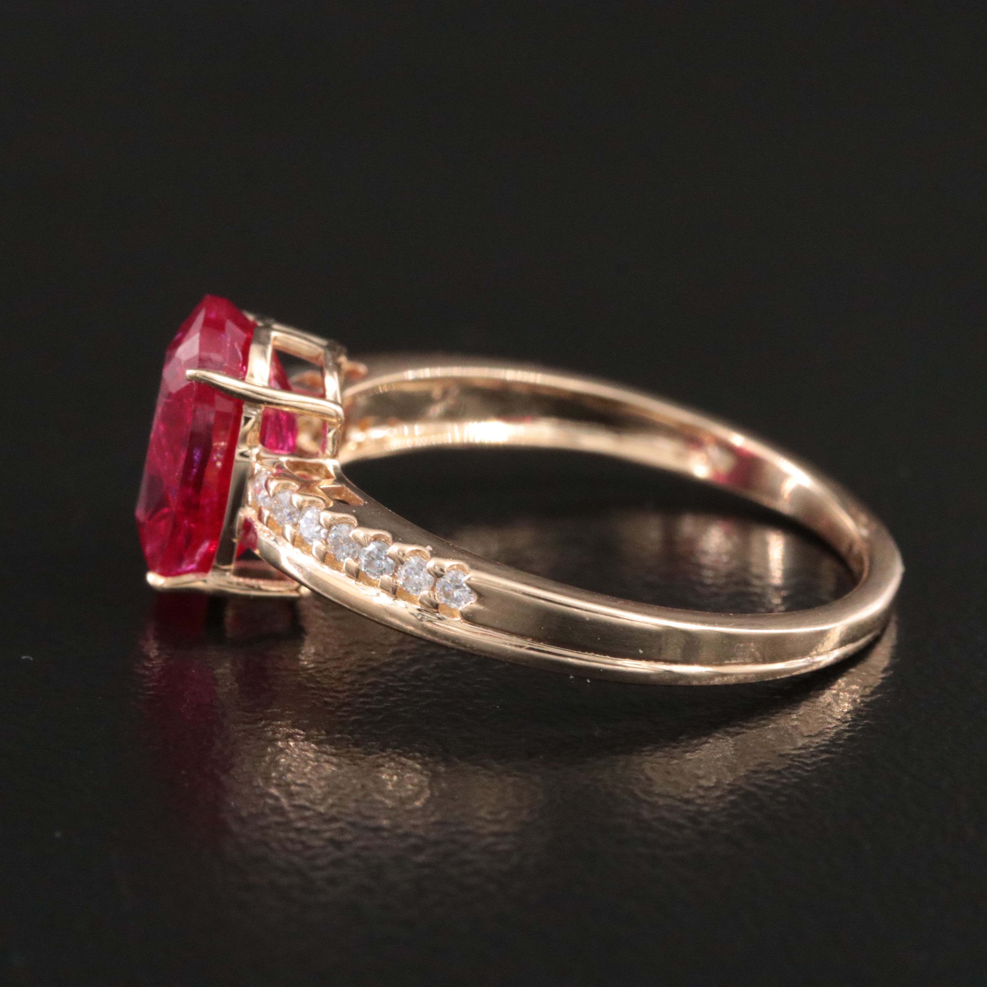 14K 3.02 CTW Lab Grown Ruby and Moissanite Ring