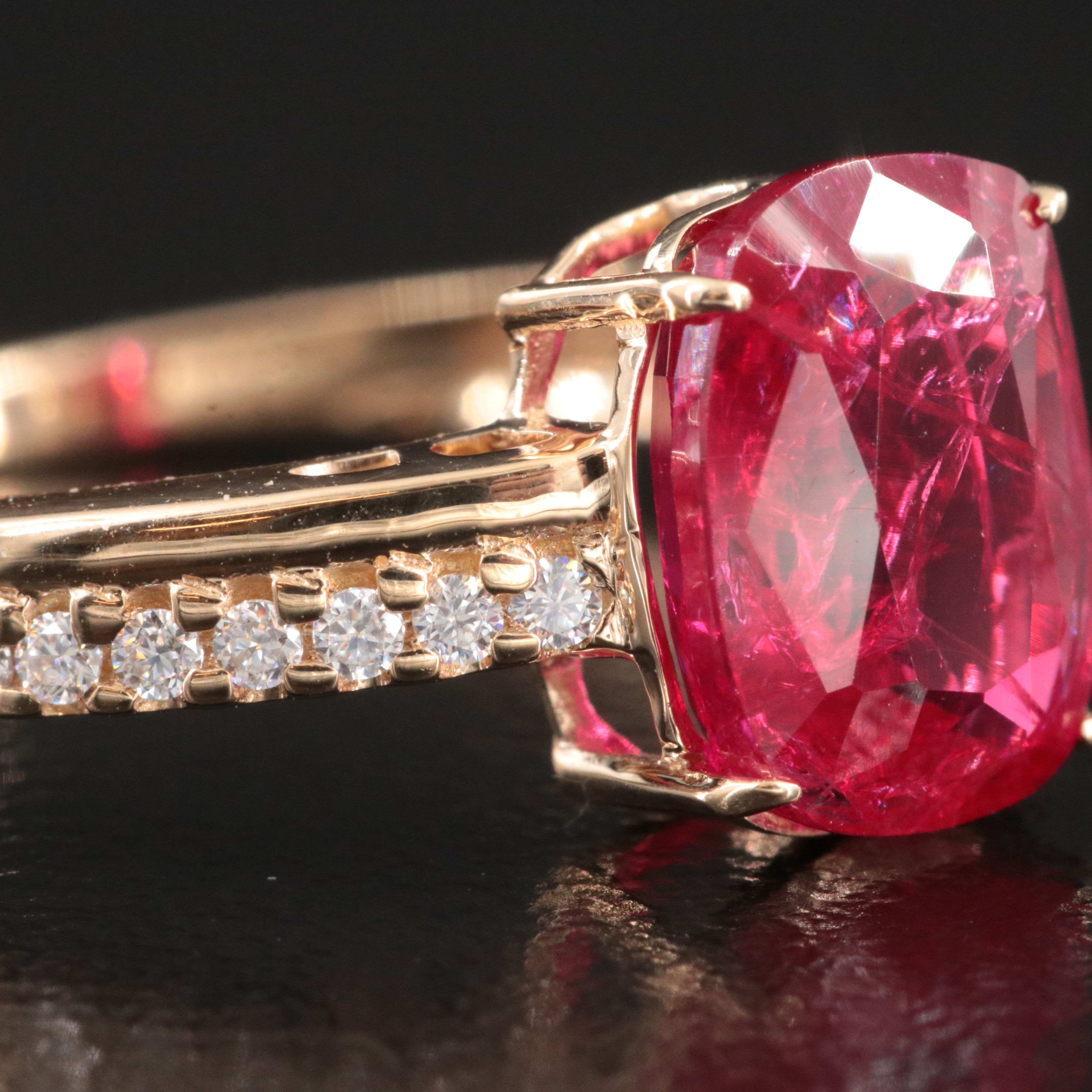 14K 3.02 CTW Lab Grown Ruby and Moissanite Ring