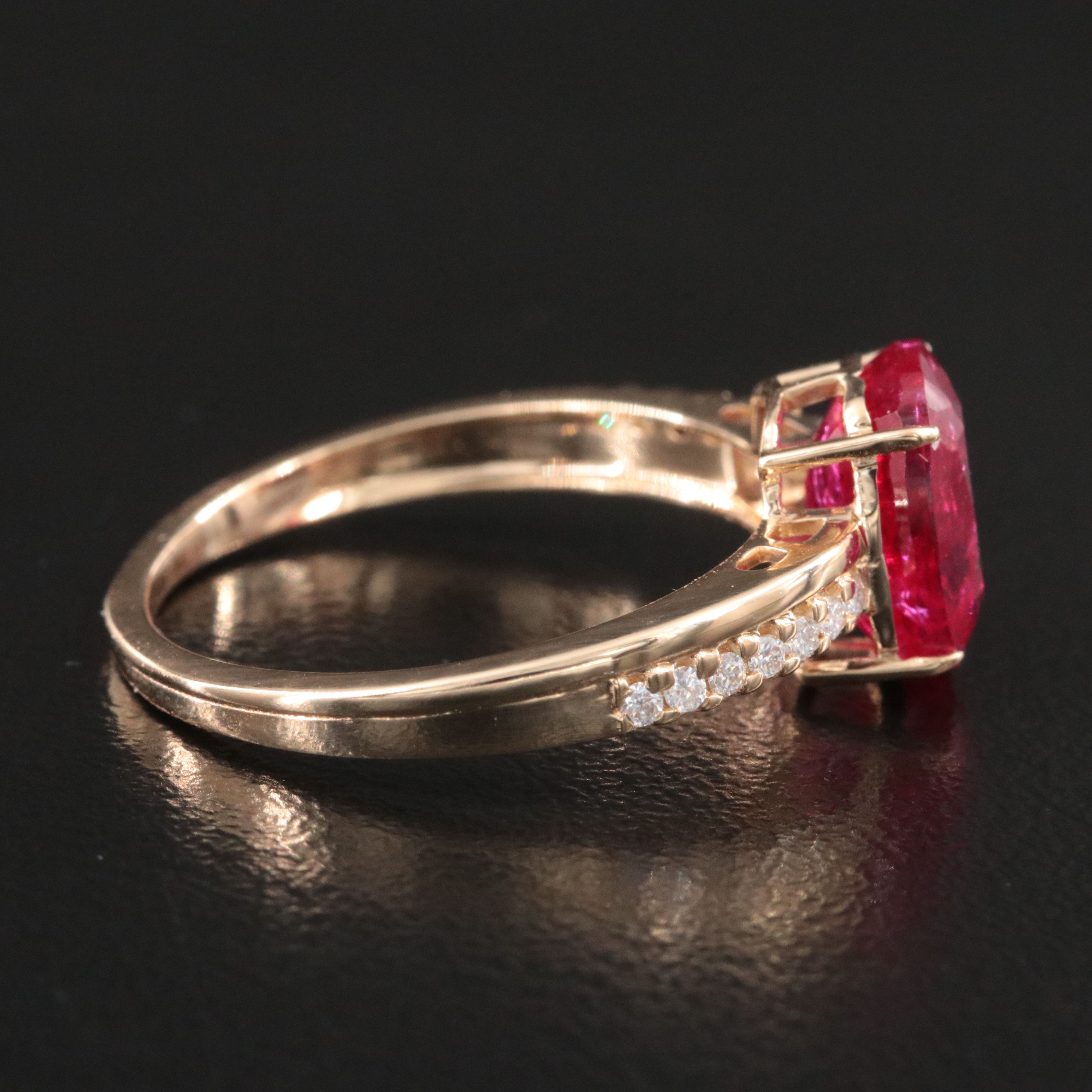 14K 3.02 CTW Lab Grown Ruby and Moissanite Ring