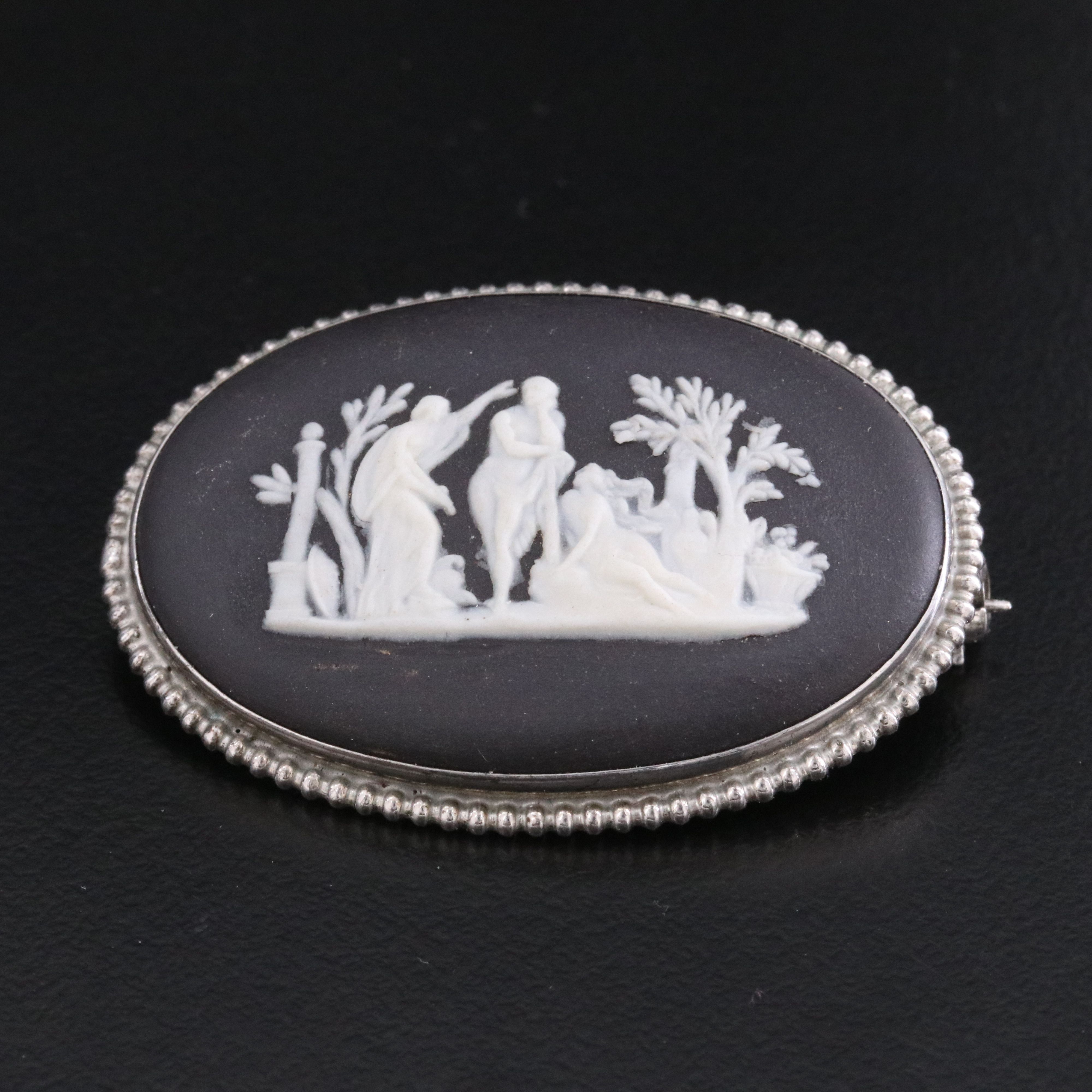 Wedgwood Sterling Jasperware Greco-Roman Themed Brooch