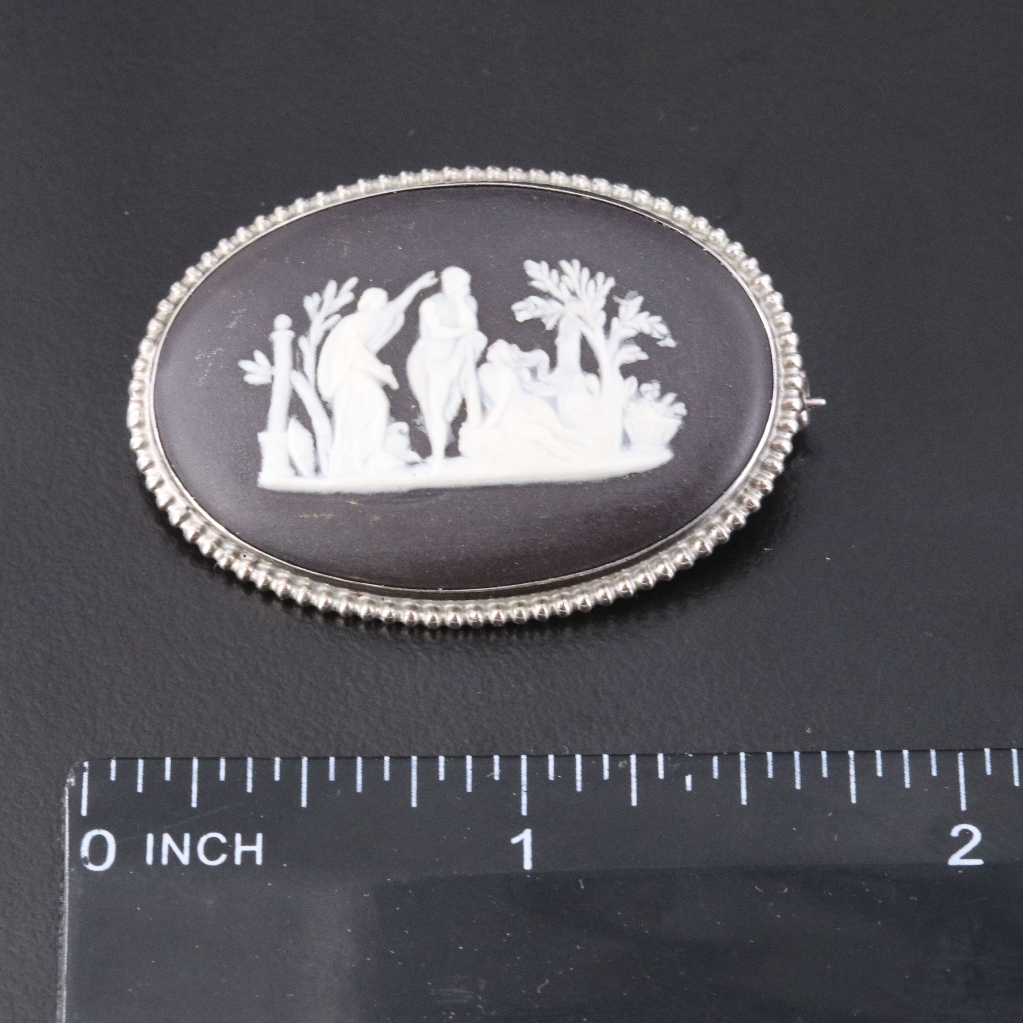 Wedgwood Sterling Jasperware Greco-Roman Themed Brooch