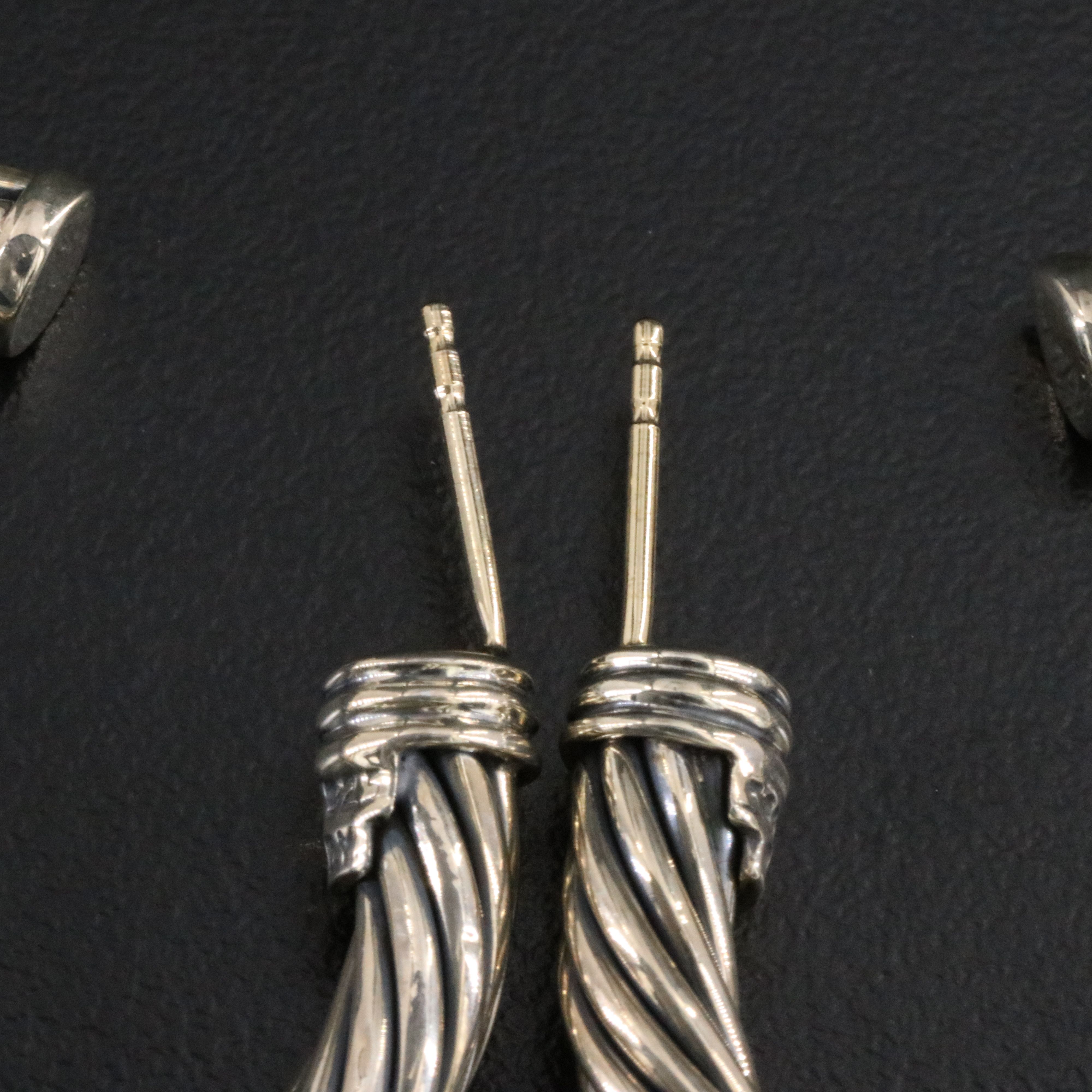 David Yurman Metro Sterling and 14K Cable Hoop Earrings