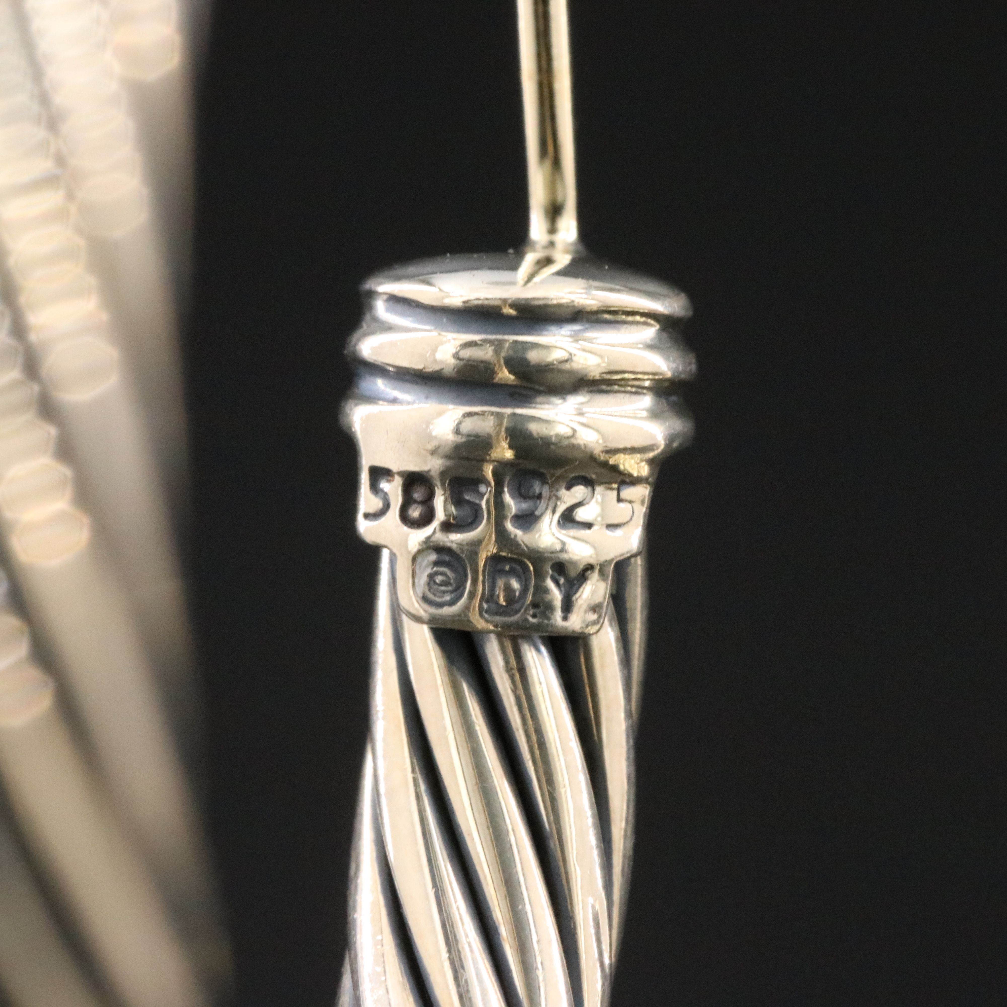 David Yurman Metro Sterling and 14K Cable Hoop Earrings