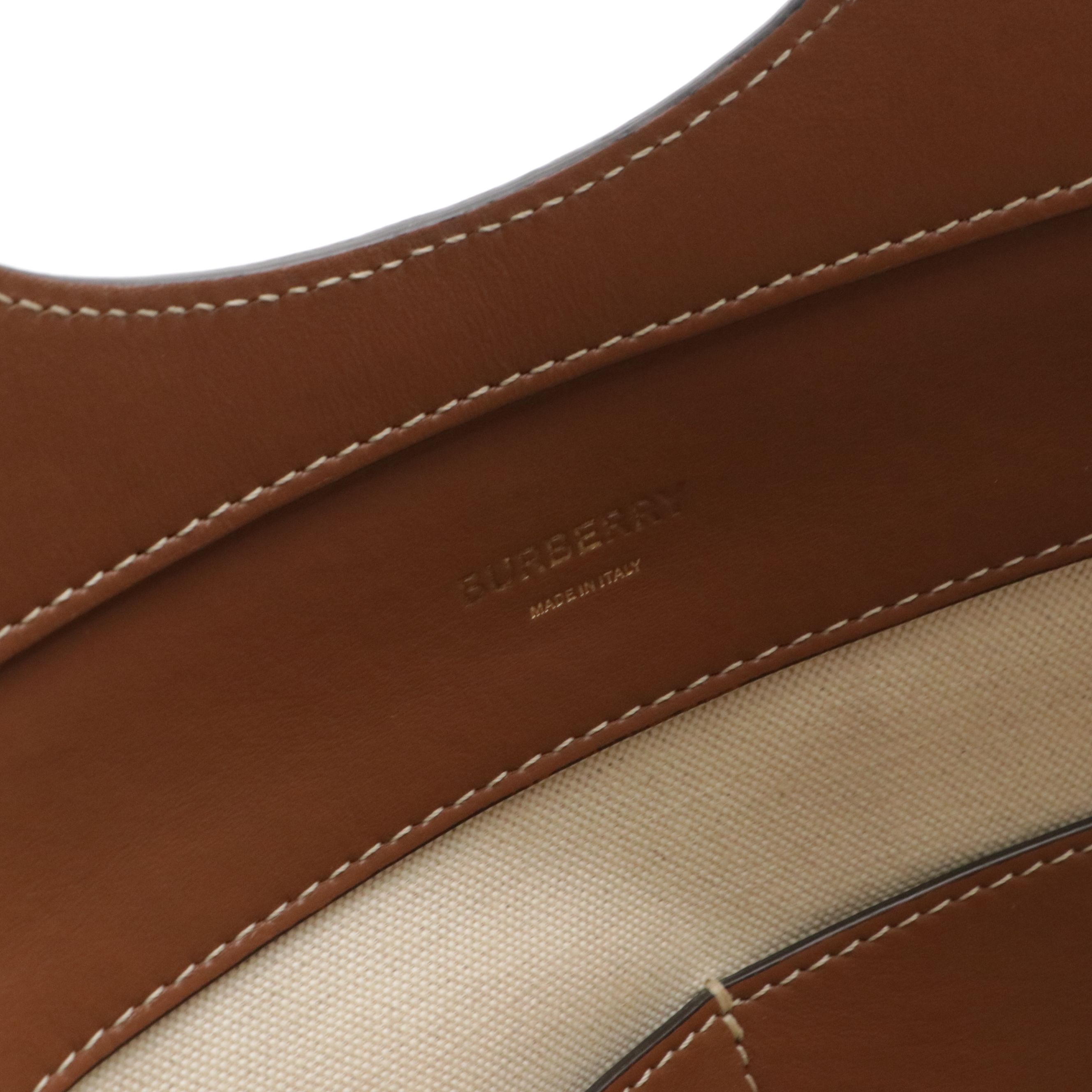 Burberry Pocket Two-Way Bag in Natural Canvas and Brown Calfskin Leather