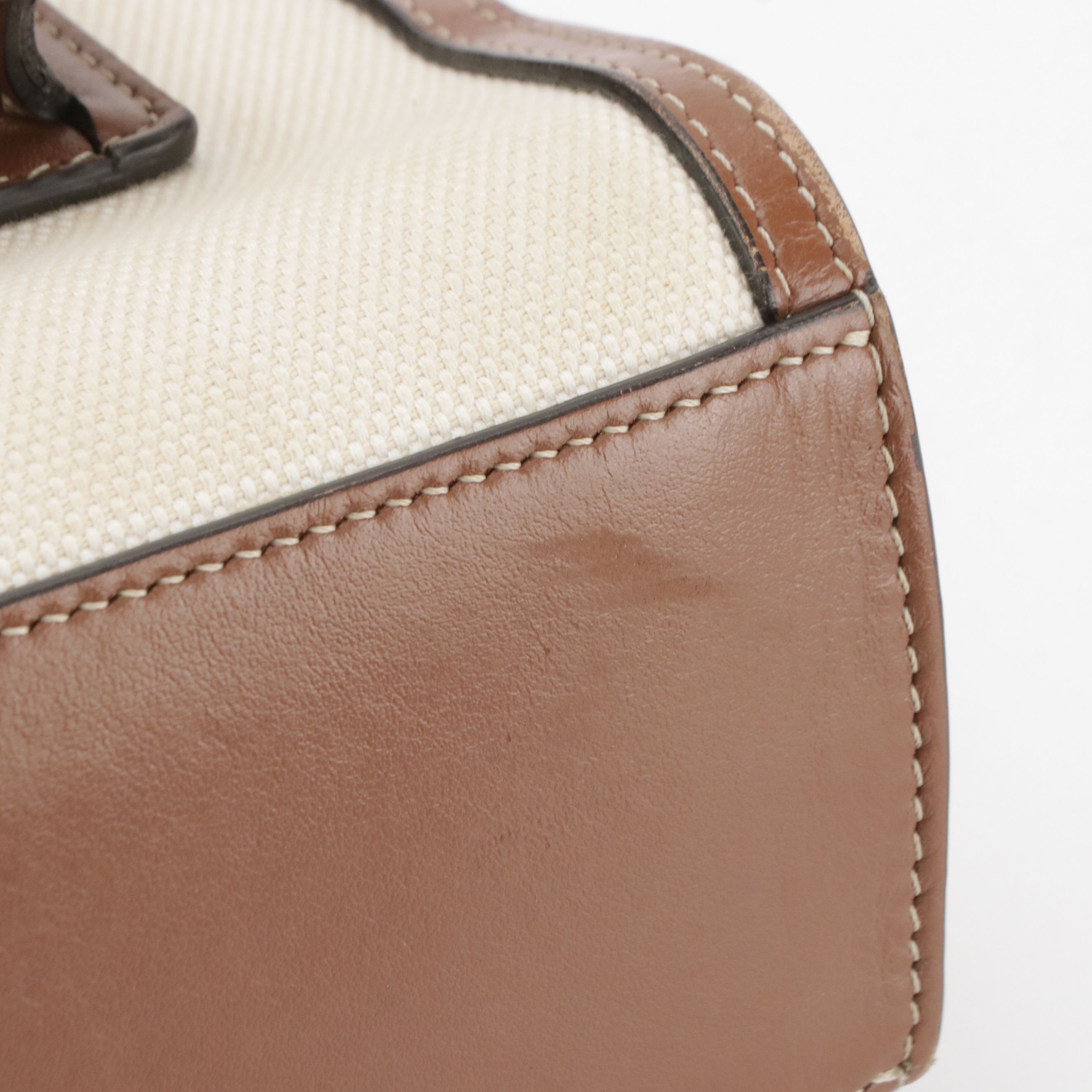 Burberry Pocket Two-Way Bag in Natural Canvas and Brown Calfskin Leather