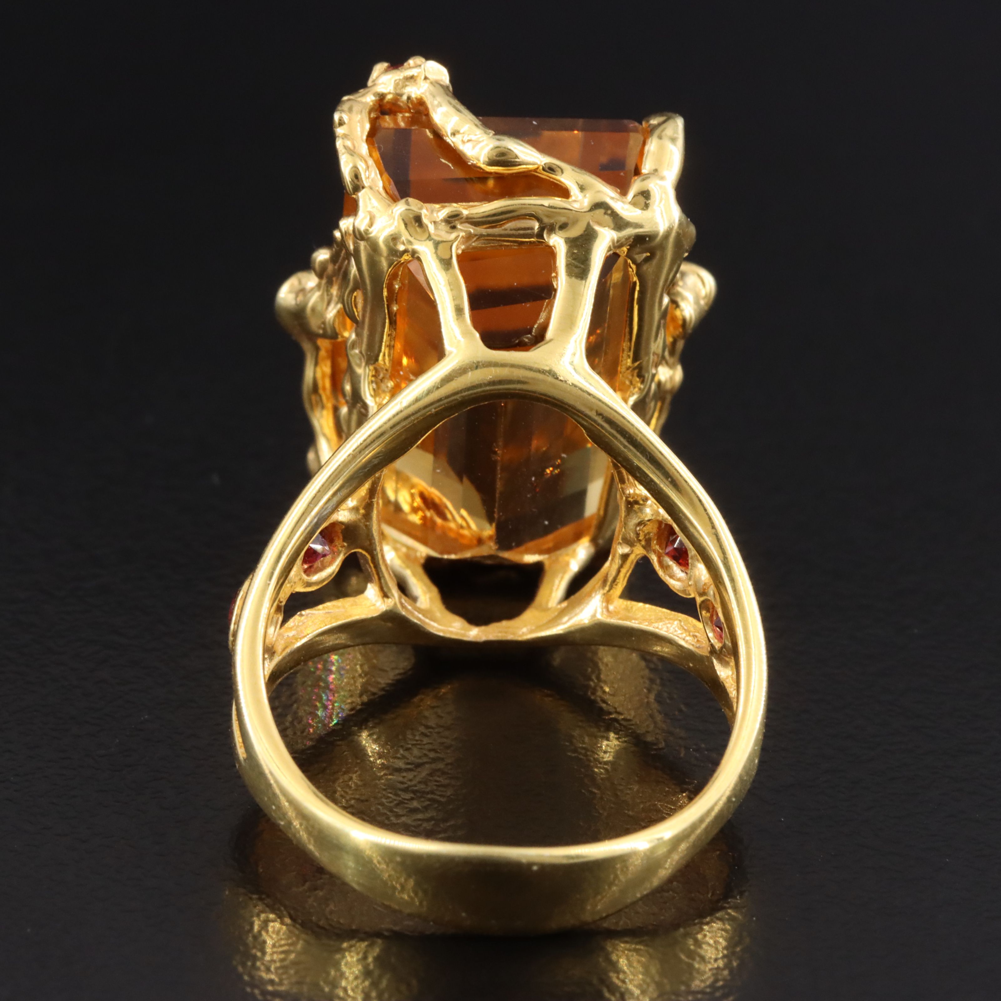 Sterling Citrine Ring with Garnet and Pink Tourmaline Accents