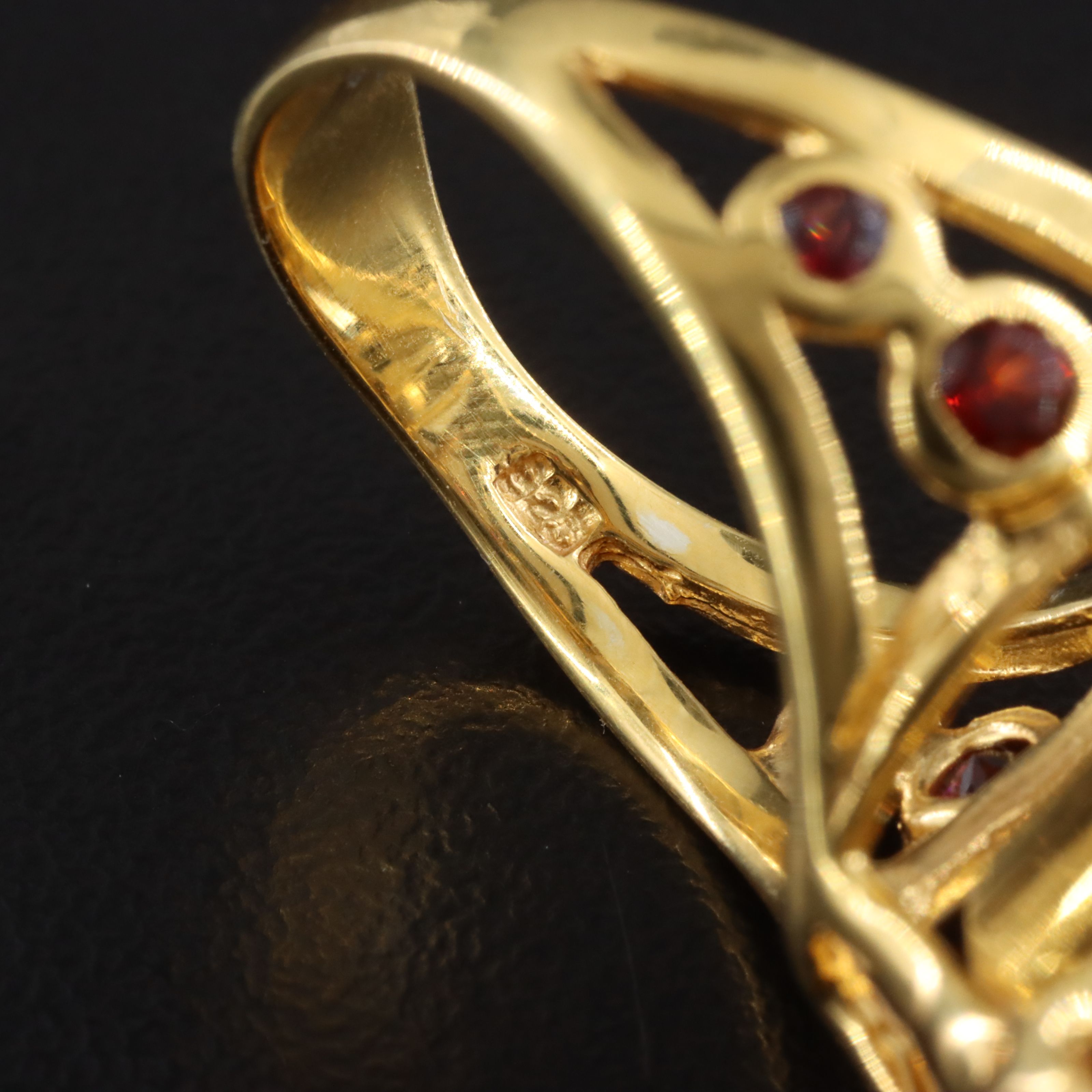 Sterling Citrine Ring with Garnet and Pink Tourmaline Accents