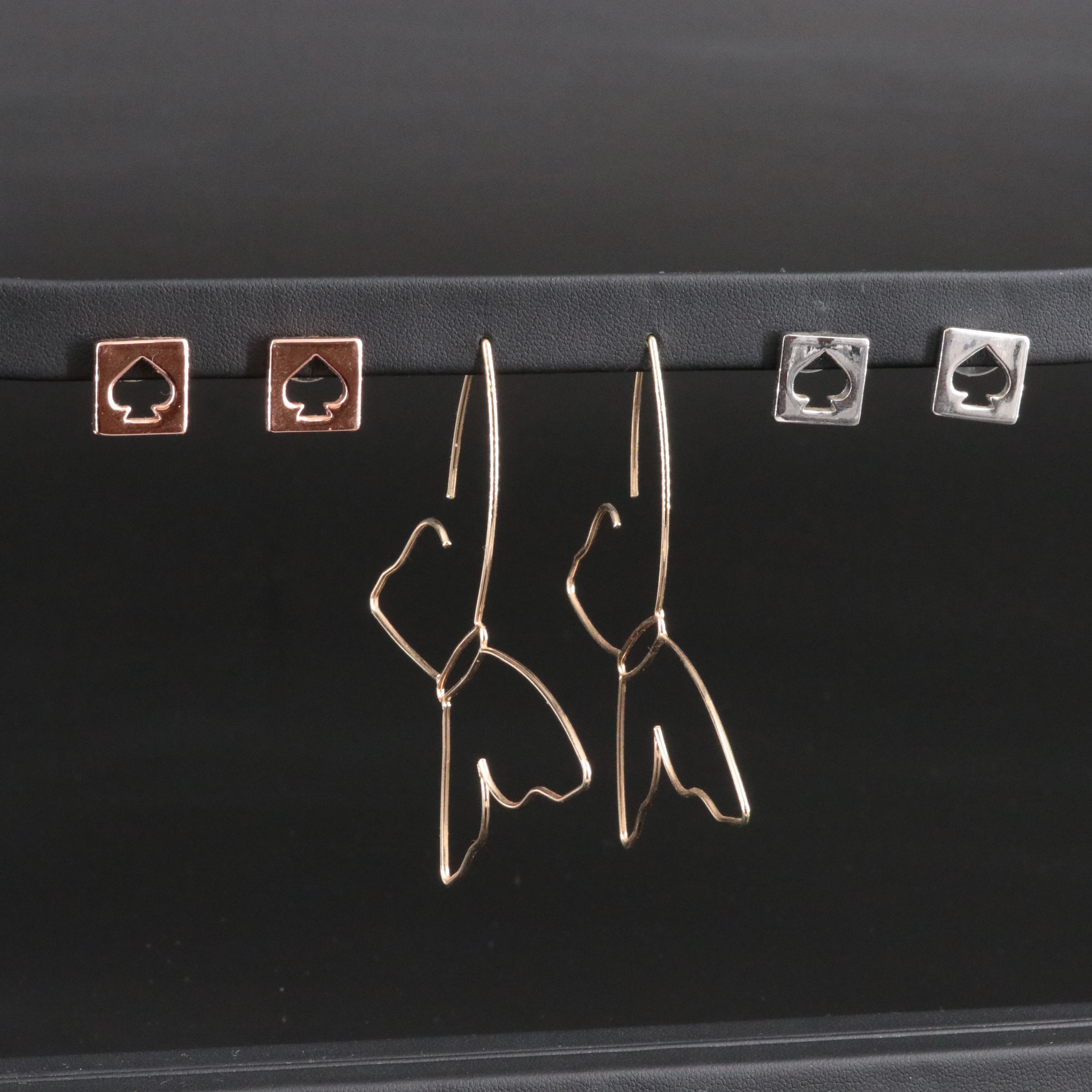 Spade Cut-Out and Butterfly Silhouette Threader Earrings