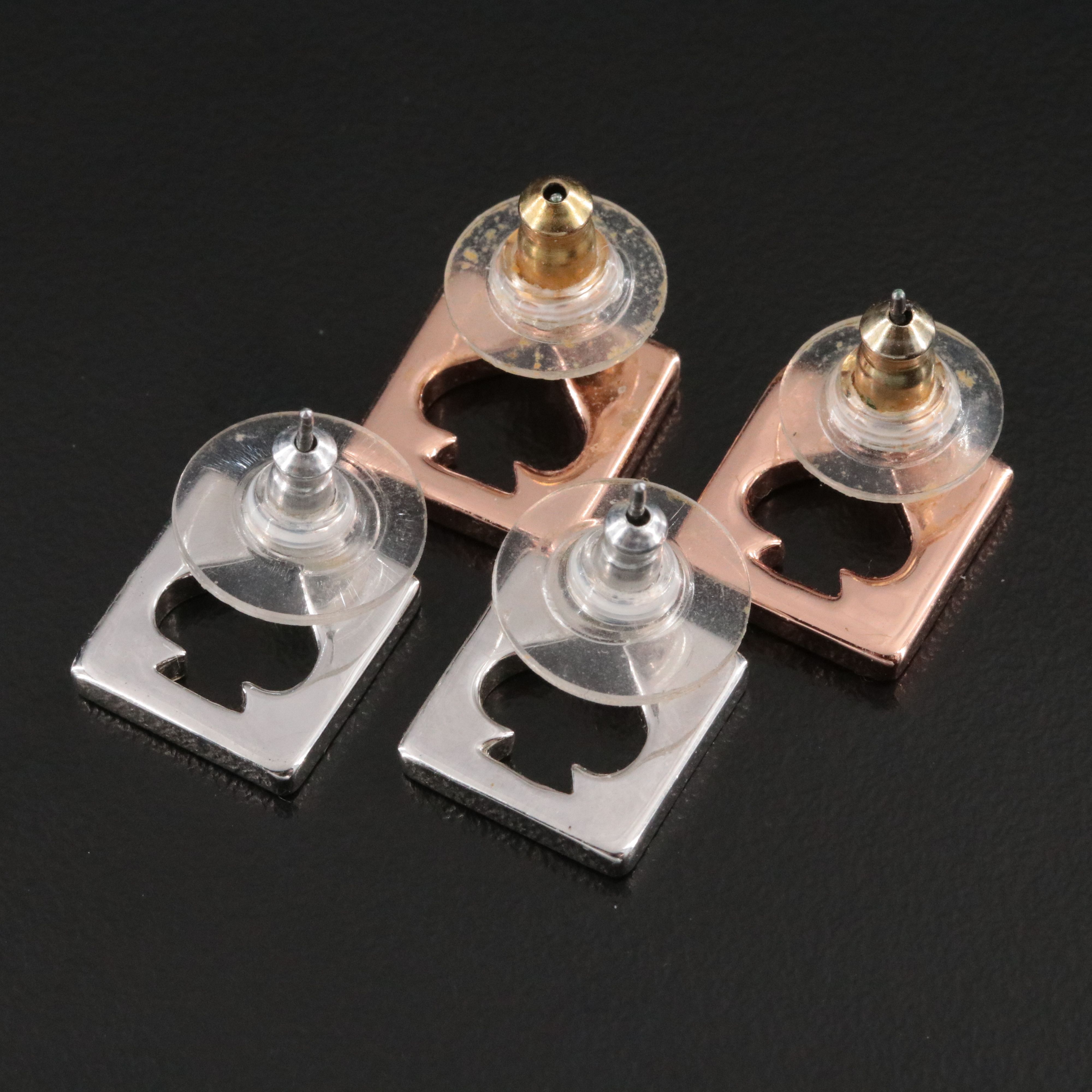 Spade Cut-Out and Butterfly Silhouette Threader Earrings