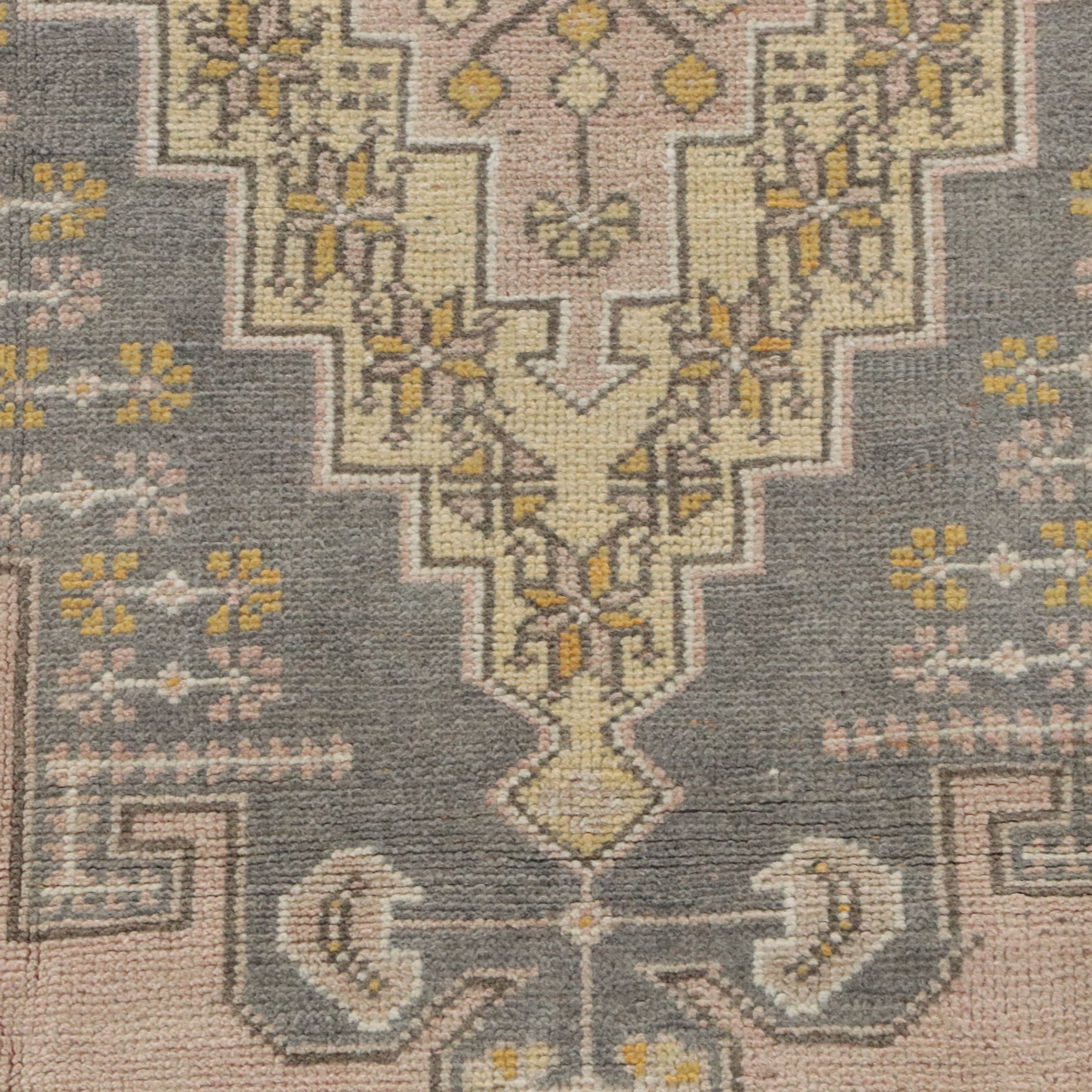 4'4 x 8'2 Hand-Knotted Turkish Oushak Area Rug