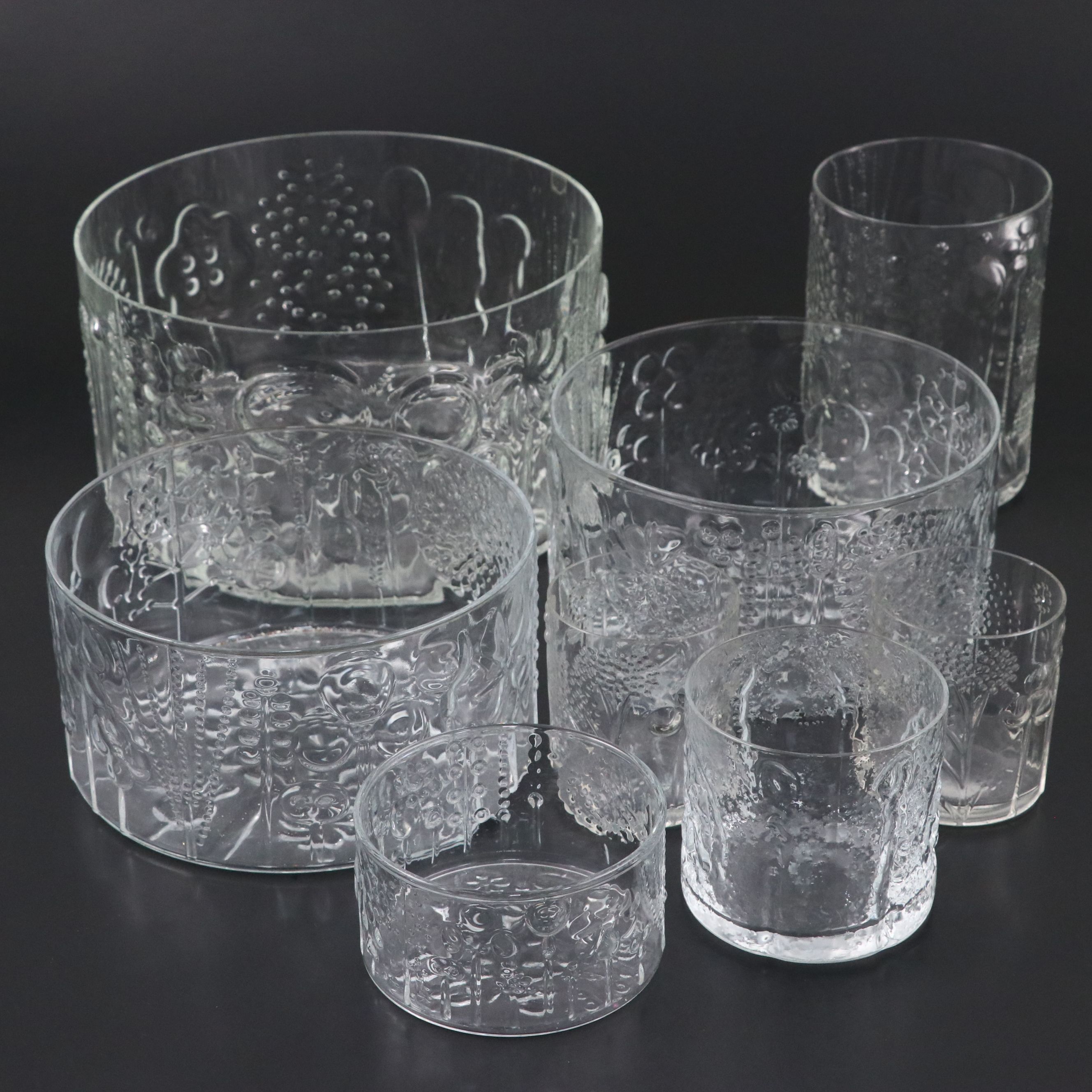 Iittala "Flora" Finnish Glass Bowls and Vases, 1966-1997