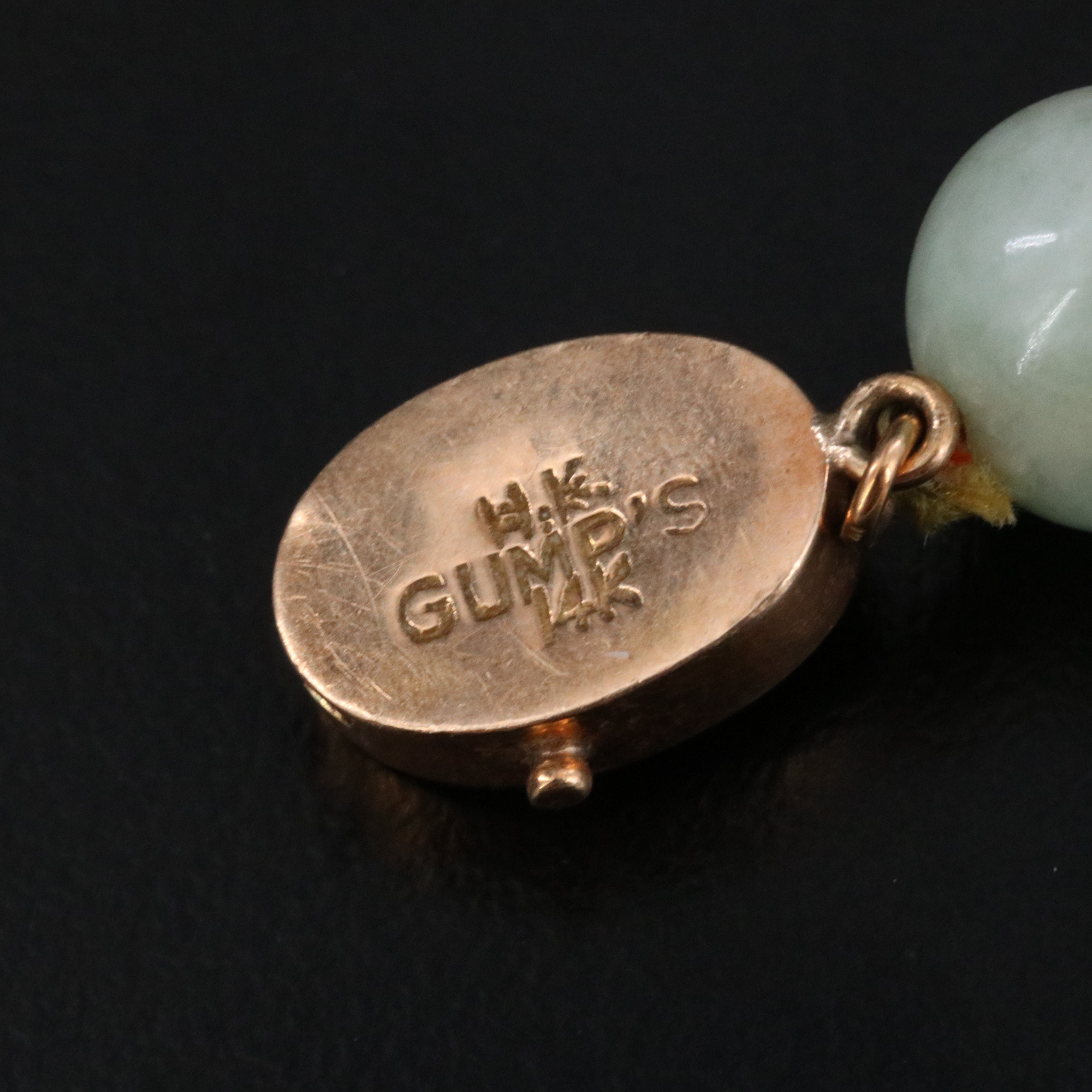 Gump's Jadeite and Nephrite Bead Necklace with 14K Signature "Shou" Clasp