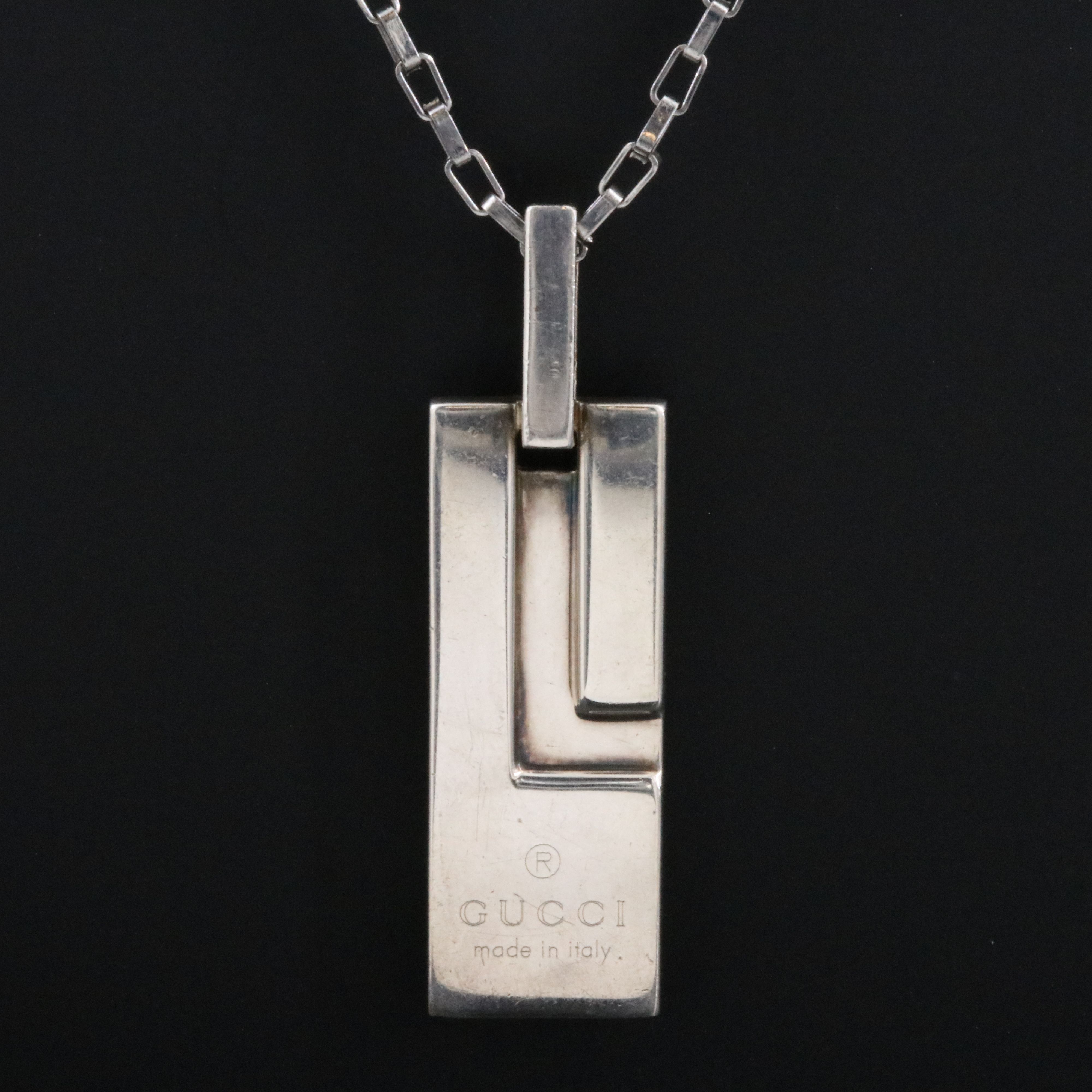 Gucci Sterling G Logo Pendant with a Stainless Steel Chain