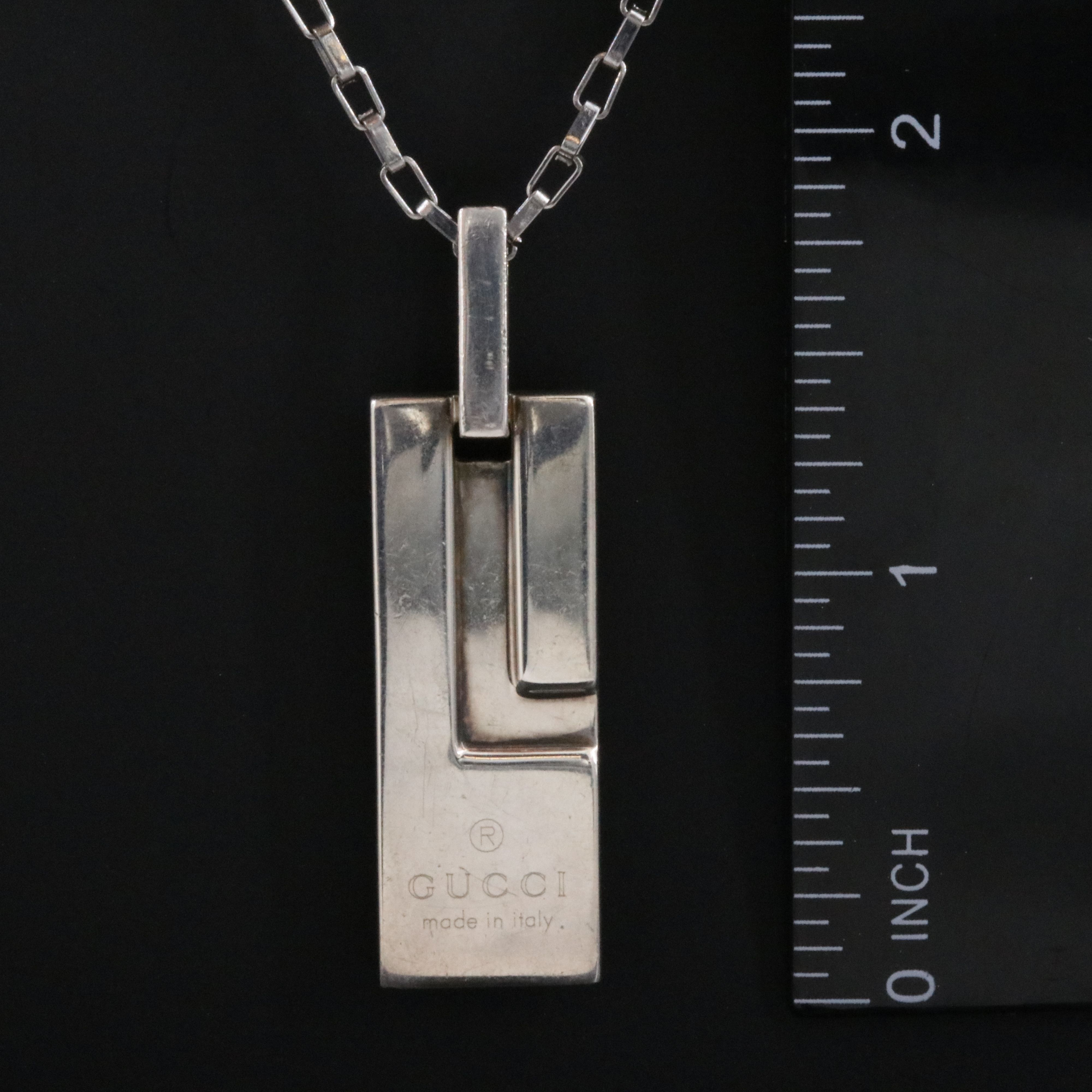 Gucci Sterling G Logo Pendant with a Stainless Steel Chain