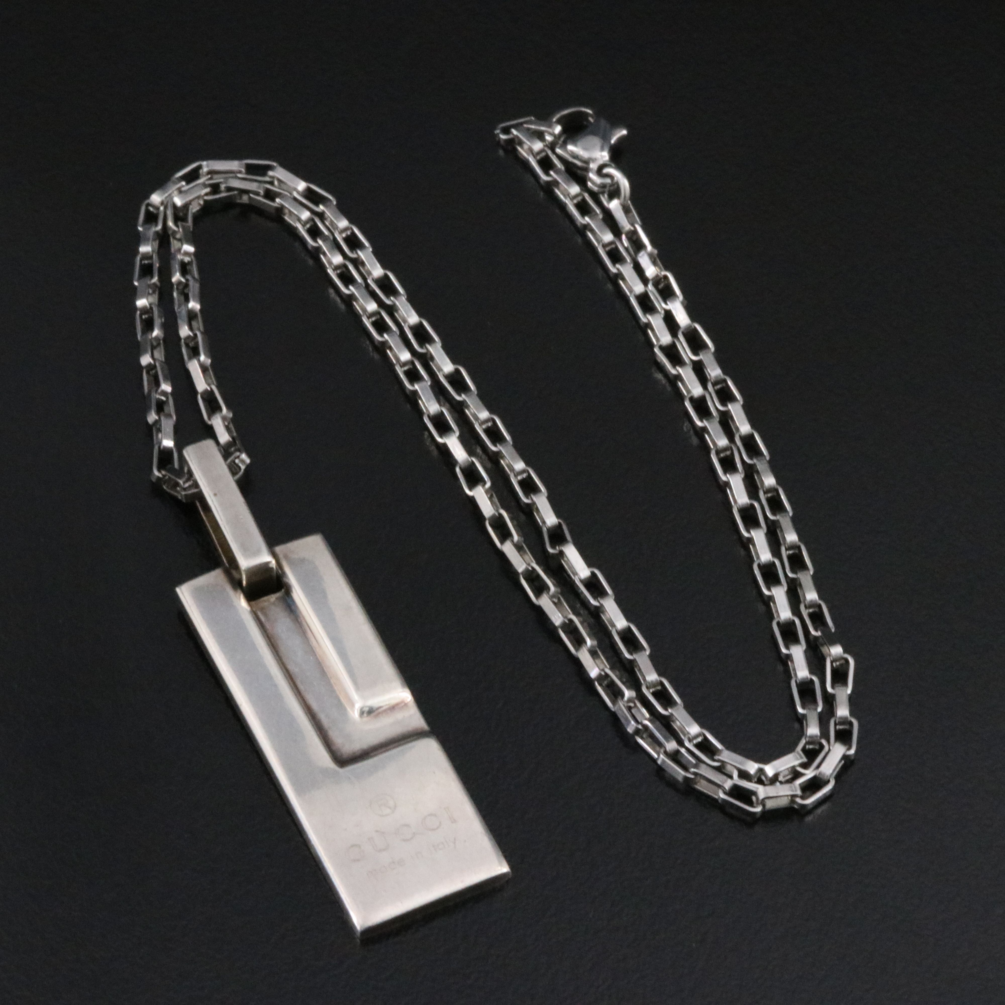 Gucci Sterling G Logo Pendant with a Stainless Steel Chain