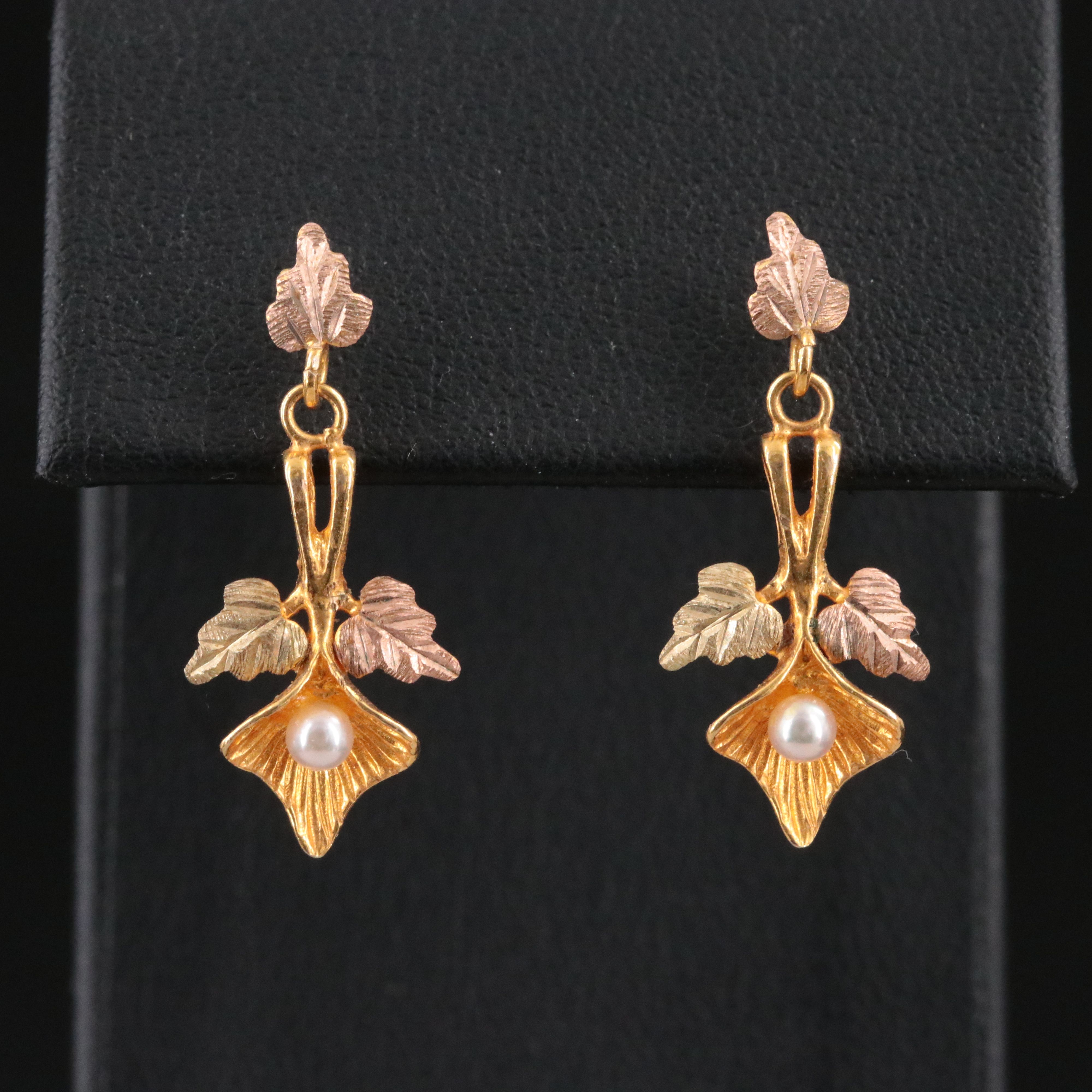 10K Seed Pearl Drop Earrings