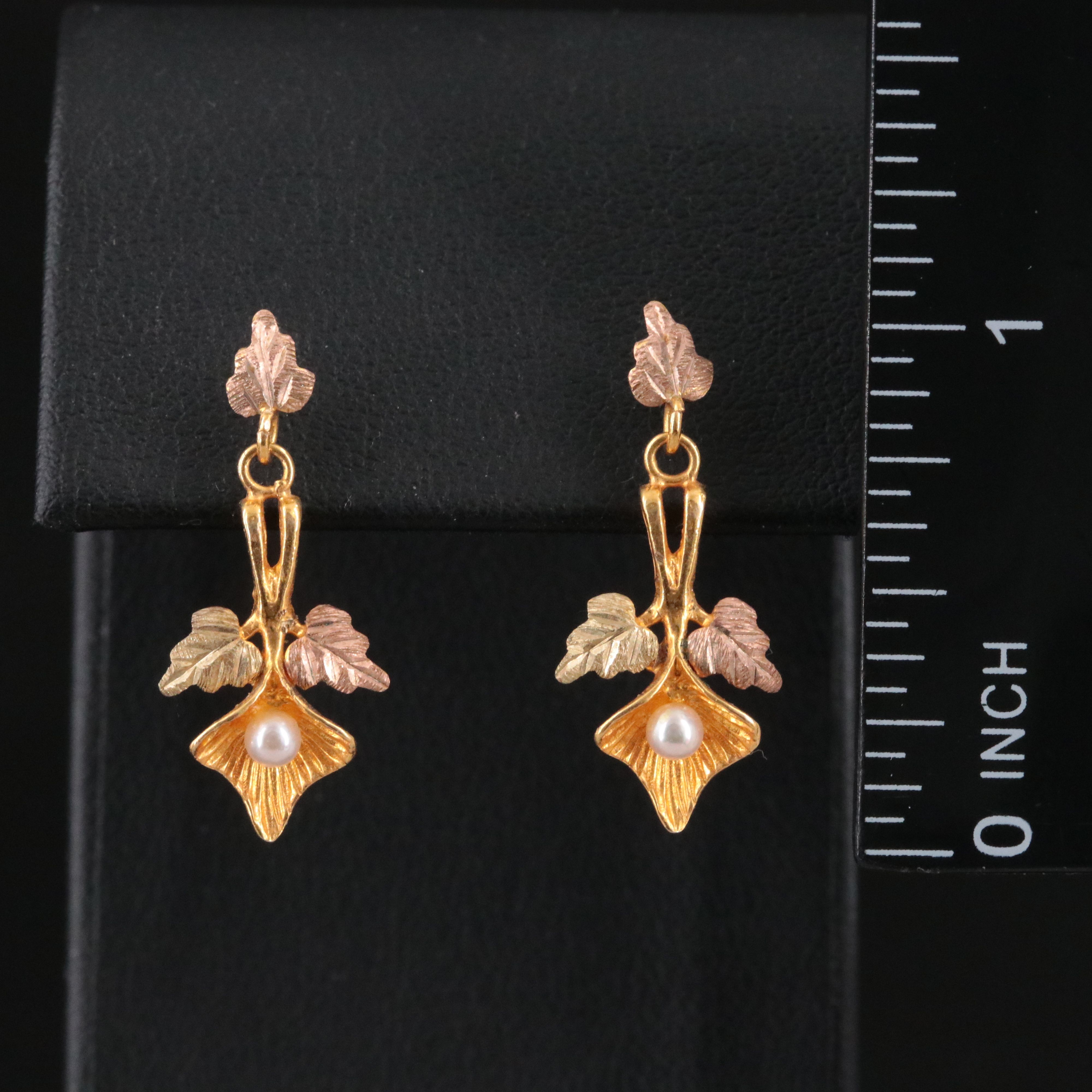 10K Seed Pearl Drop Earrings