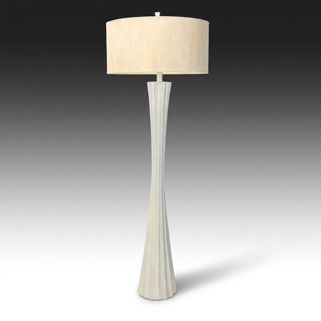 Postmodern Style Silver Finish Floor Lamp with Textured Drum Shade