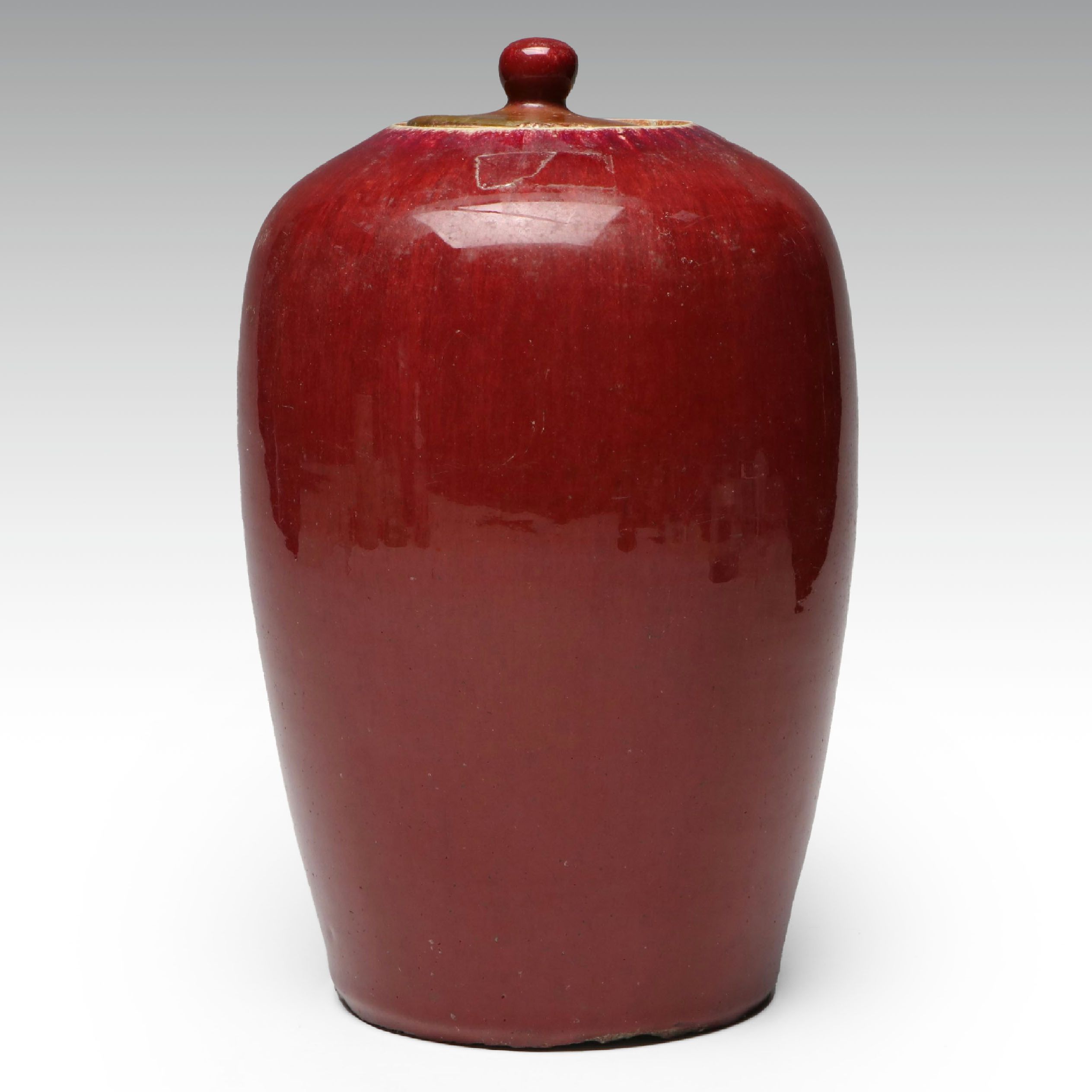 Chinese Style Sang de Boeuf Ceramic Temple Jar