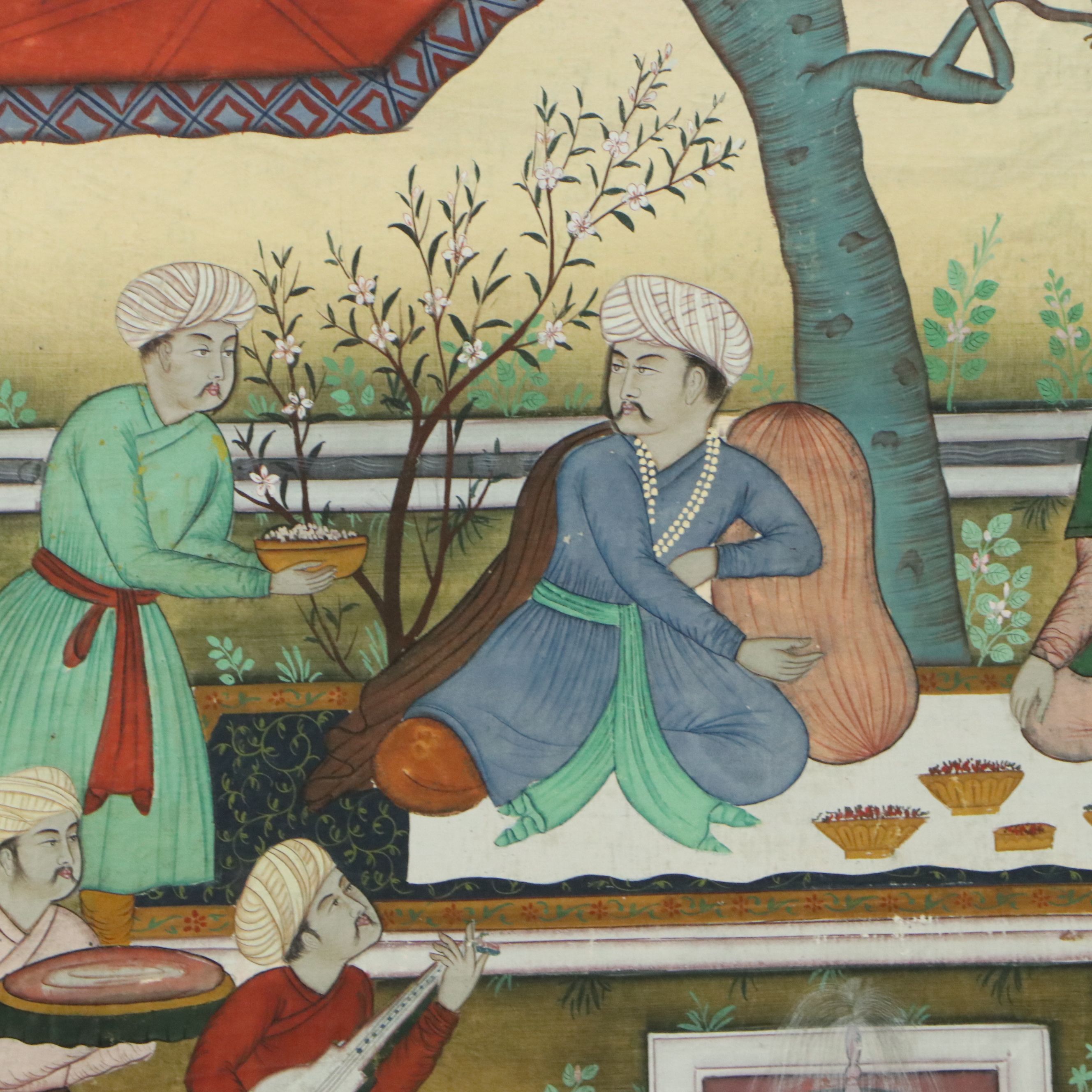 Indian School Gouache Painting Depicting Scene from "Baburnama," C. 1980