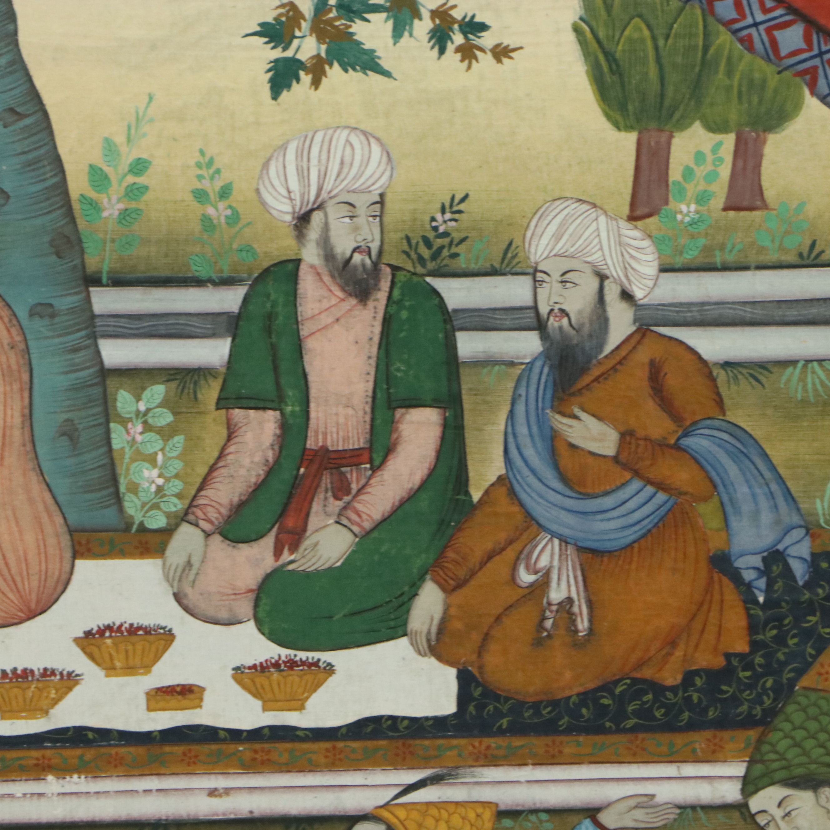 Indian School Gouache Painting Depicting Scene from "Baburnama," C. 1980