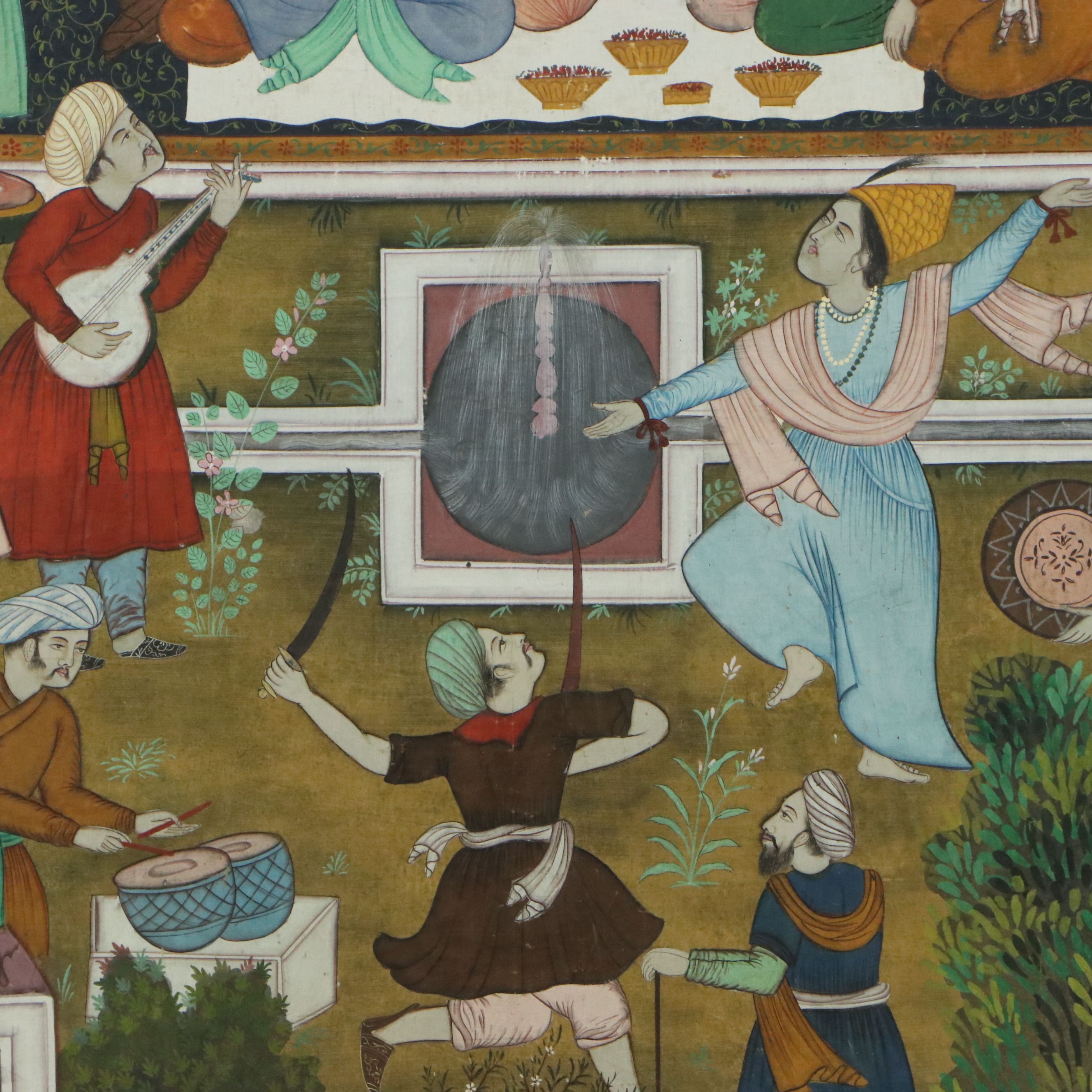 Indian School Gouache Painting Depicting Scene from "Baburnama," C. 1980