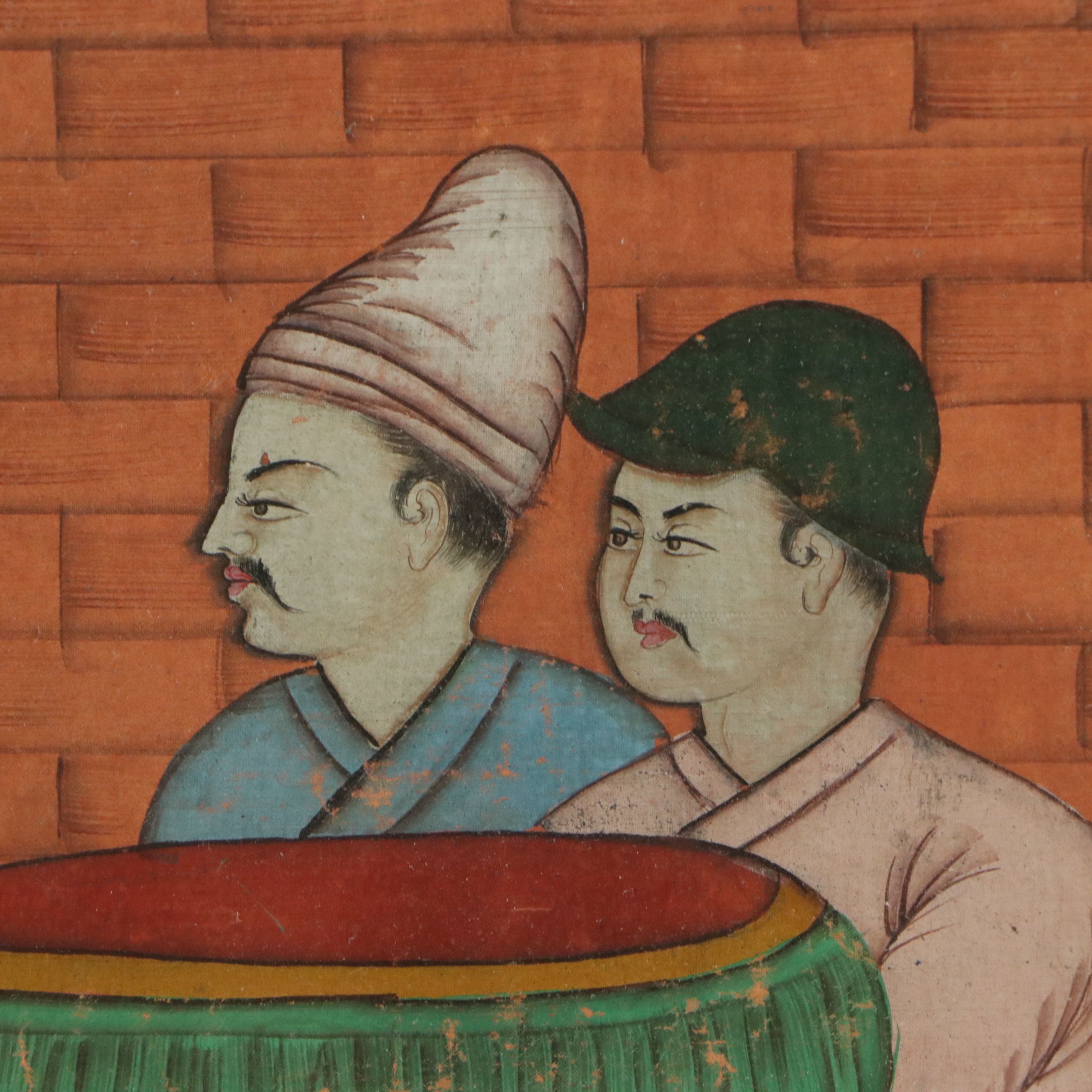 Indian School Gouache Painting Depicting Scene from "Baburnama," C. 1980
