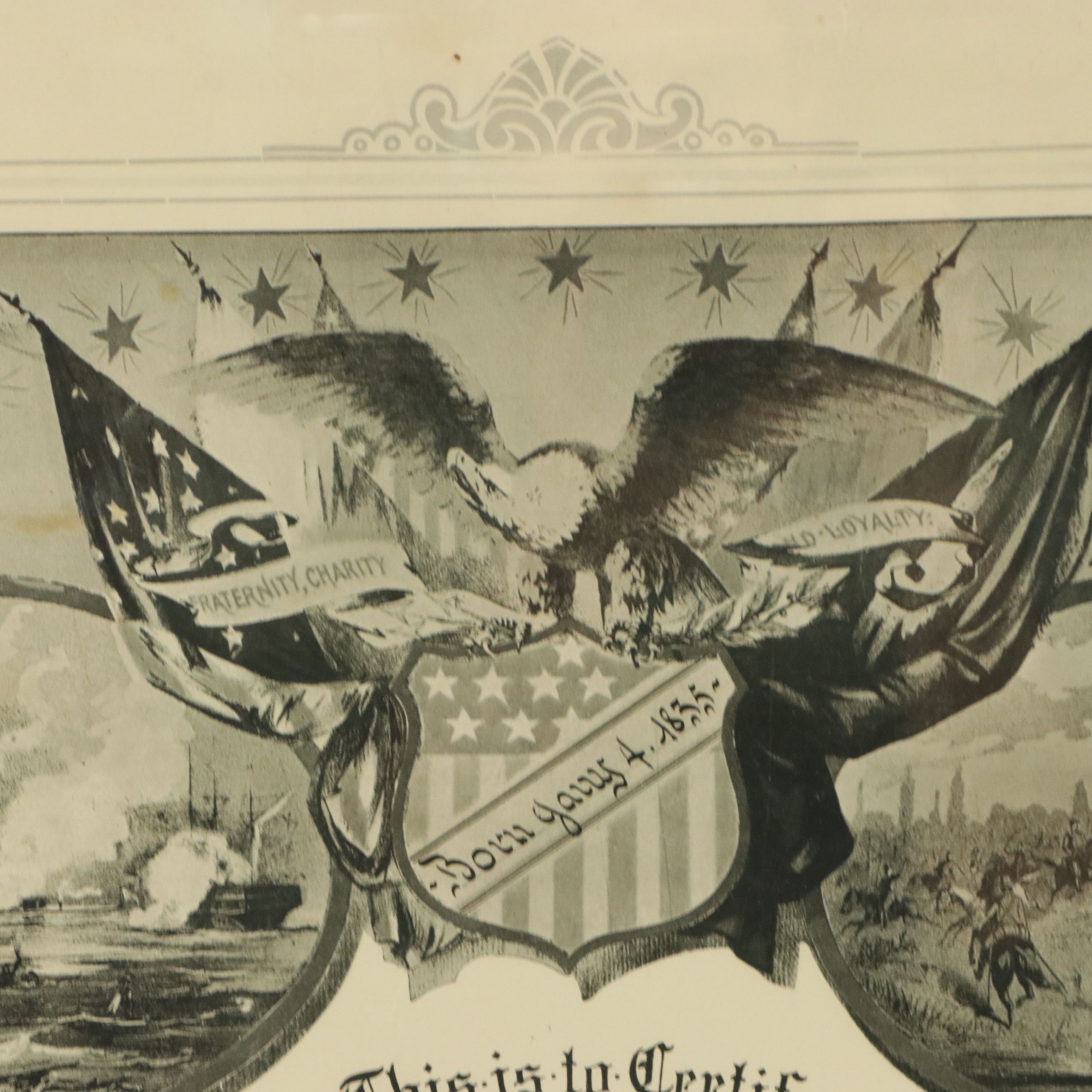 Civil War Honorable Discharge Certificate Halftone Print, 1915