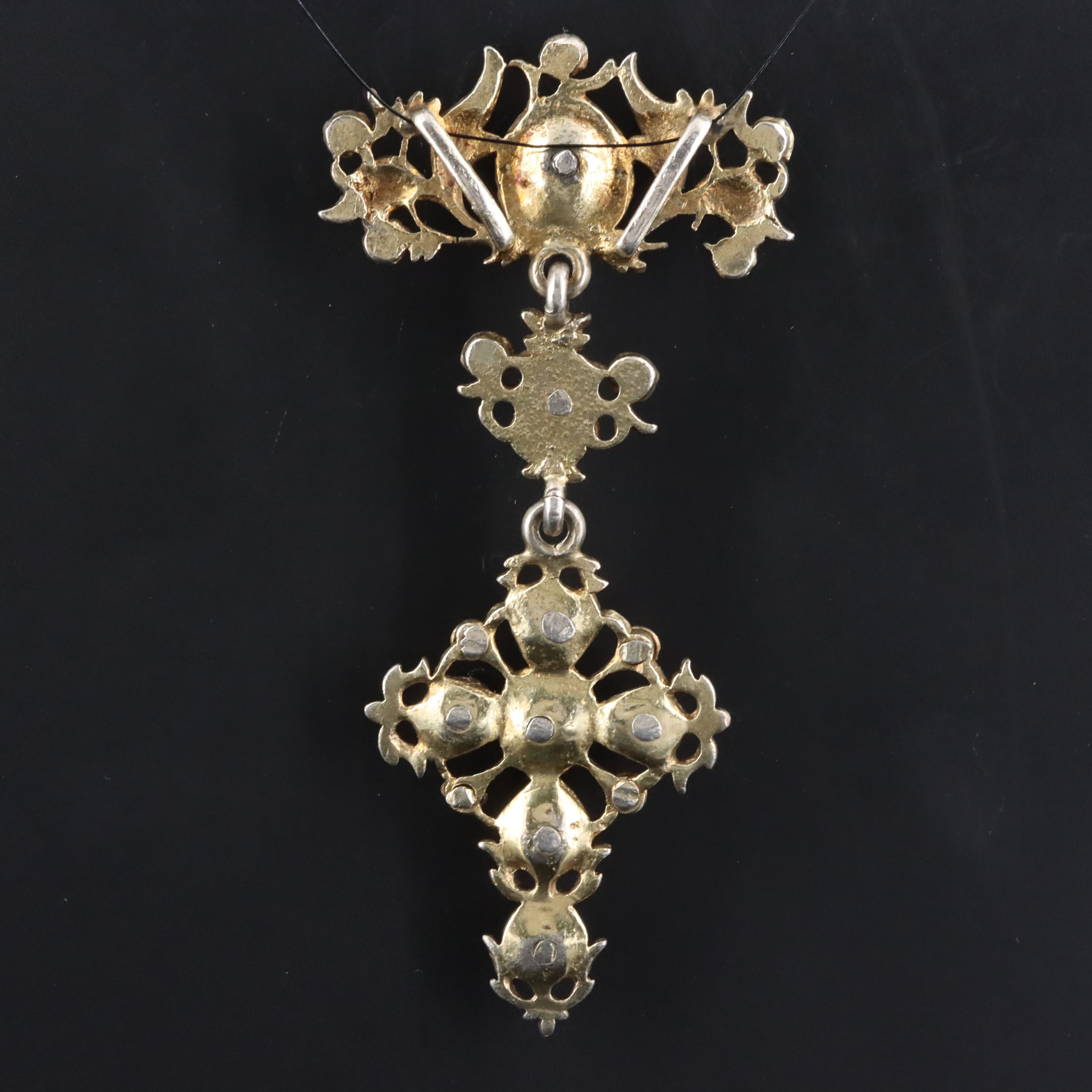 Antique Sterling Garnet Cross Pendant