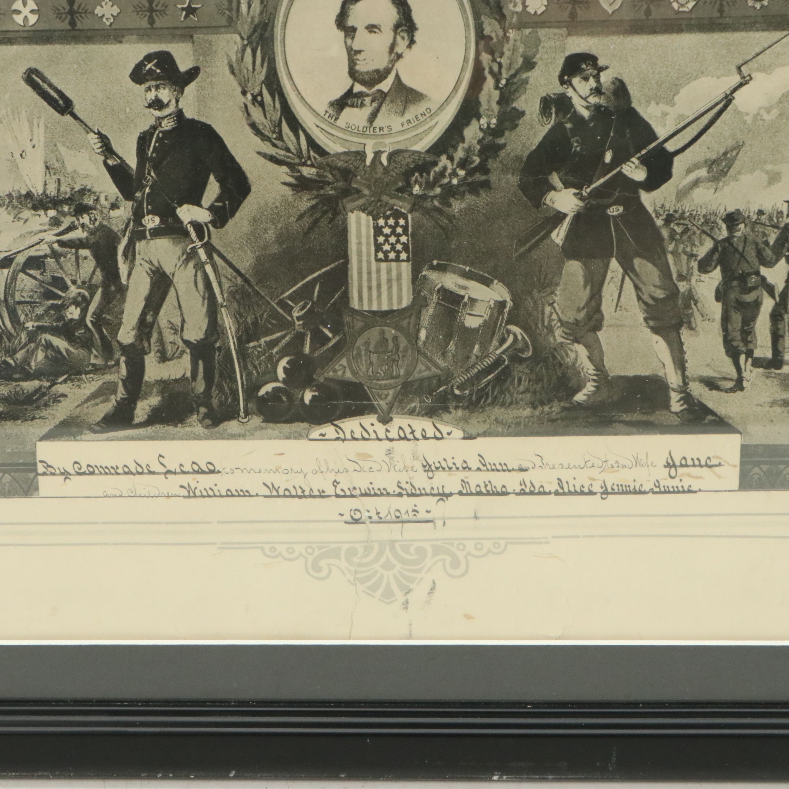Civil War Honorable Discharge Certificate Halftone Print, 1915