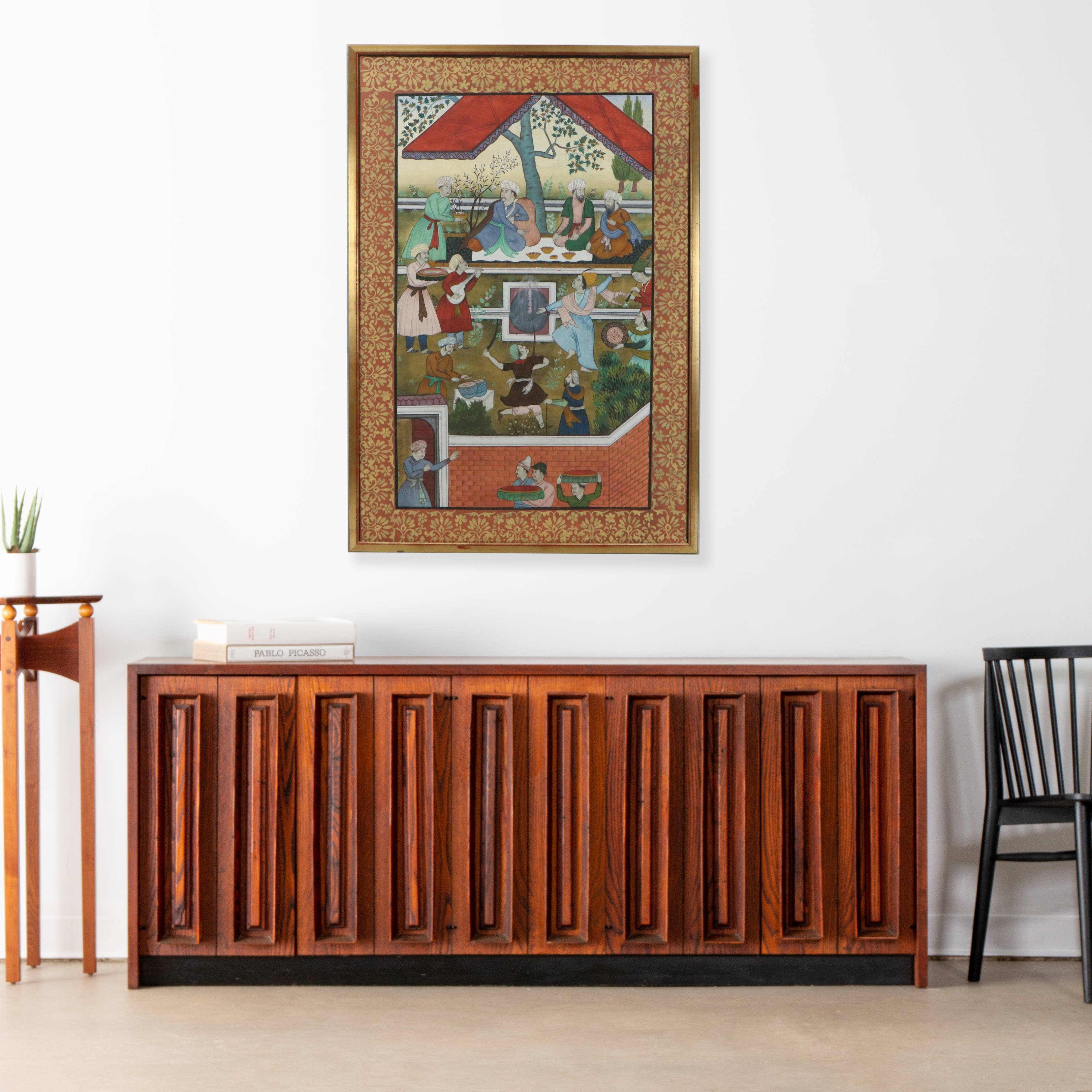 Indian School Gouache Painting Depicting Scene from "Baburnama," C. 1980