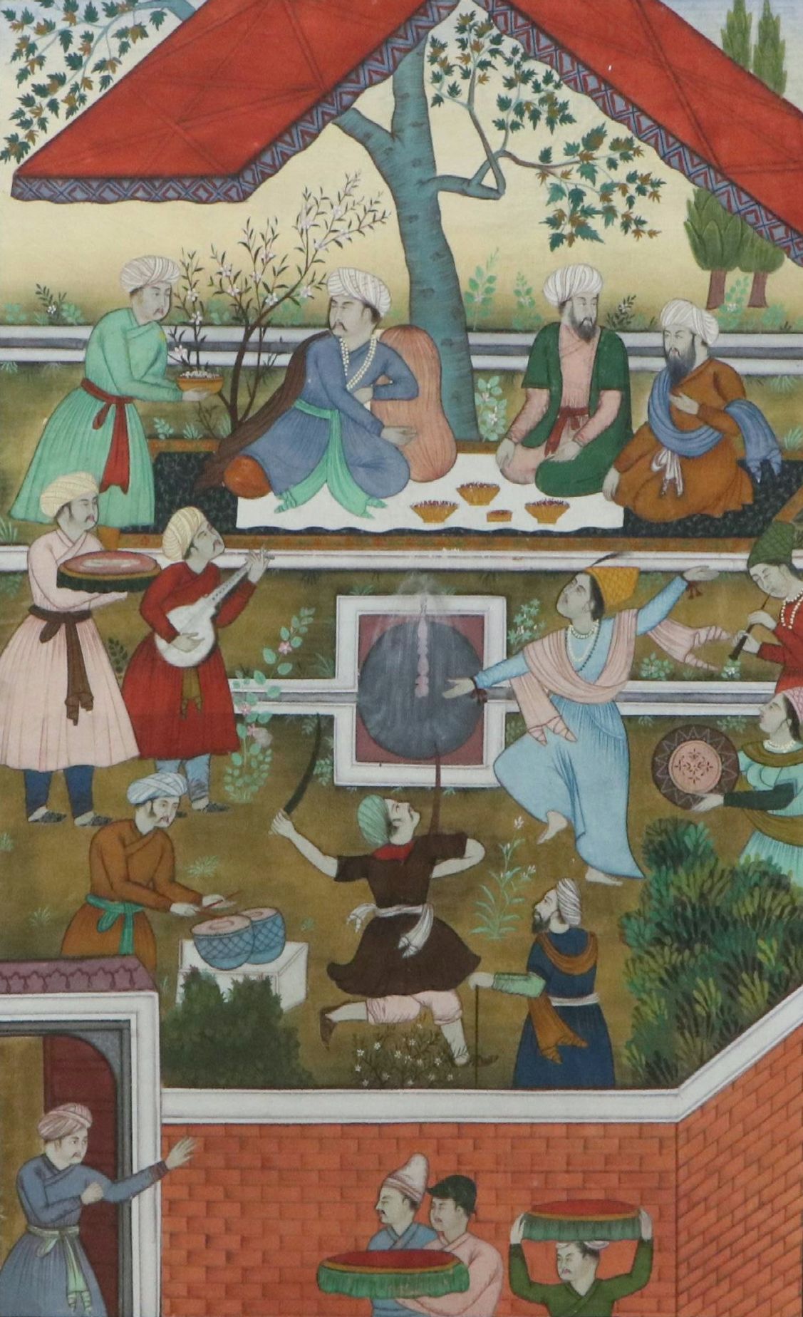 Indian School Gouache Painting Depicting Scene from "Baburnama," C. 1980