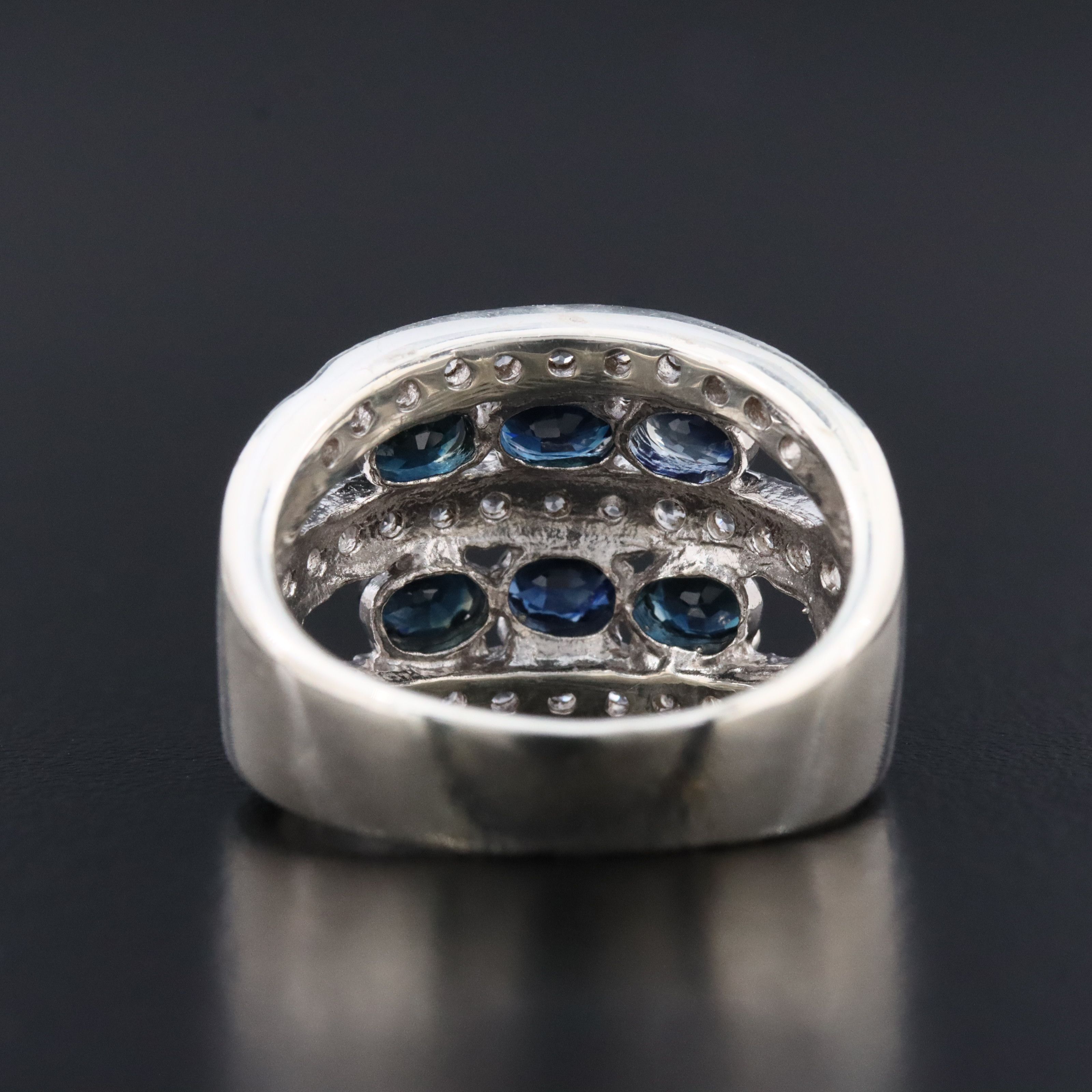 Sterling Ring with Sapphire and White Topaz