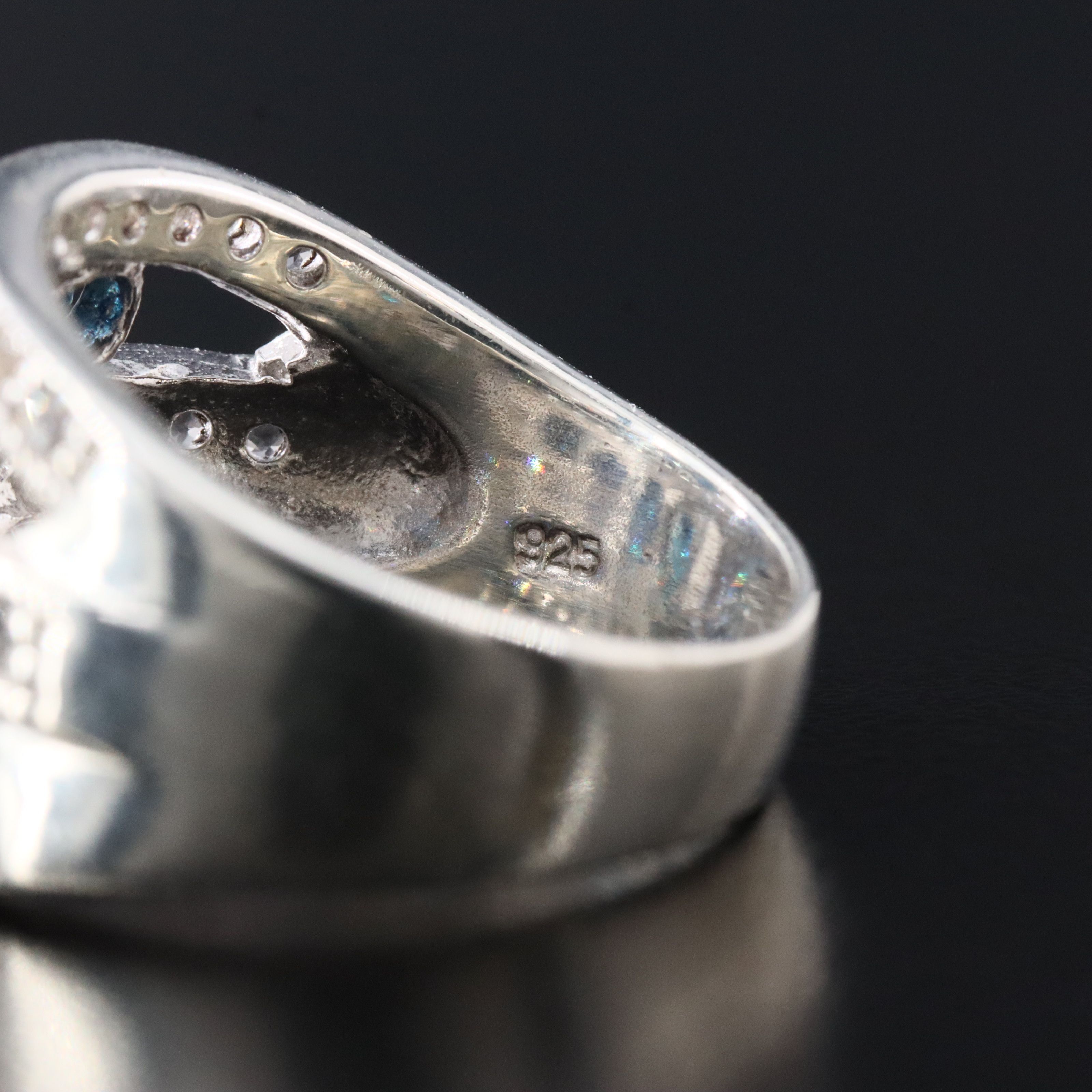 Sterling Ring with Sapphire and White Topaz