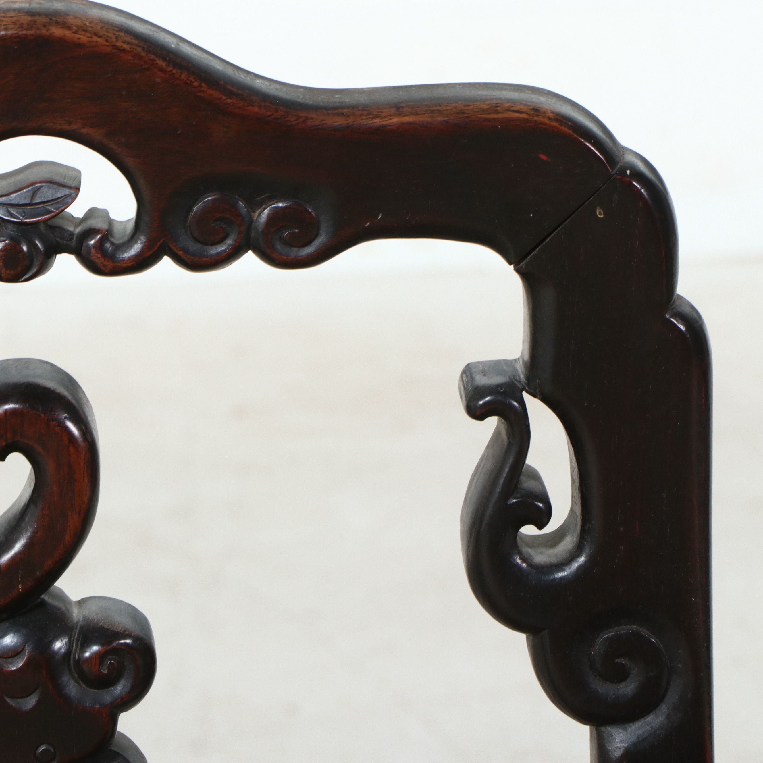 Chinese Carved Elmwood Armchair