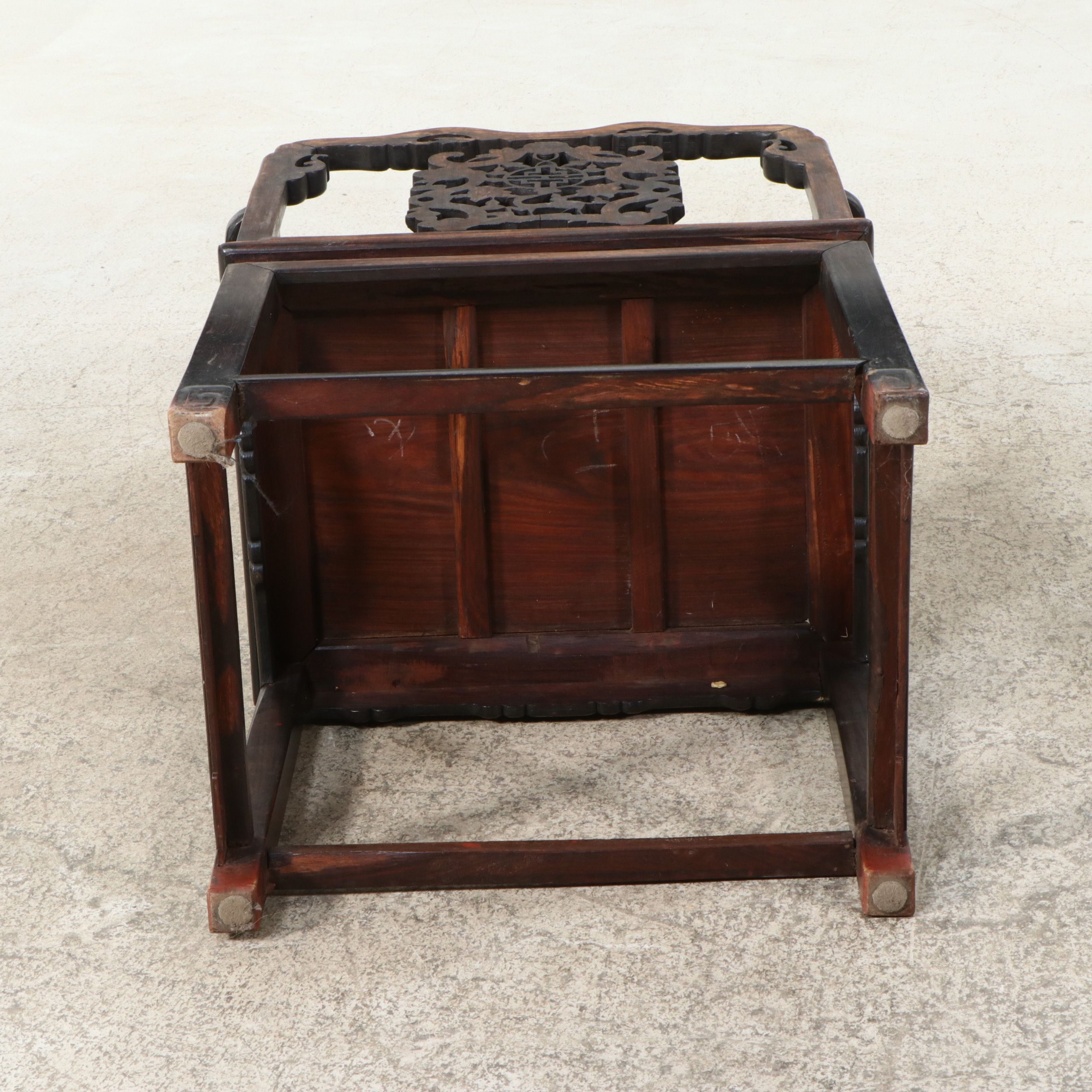 Chinese Carved Elmwood Armchair