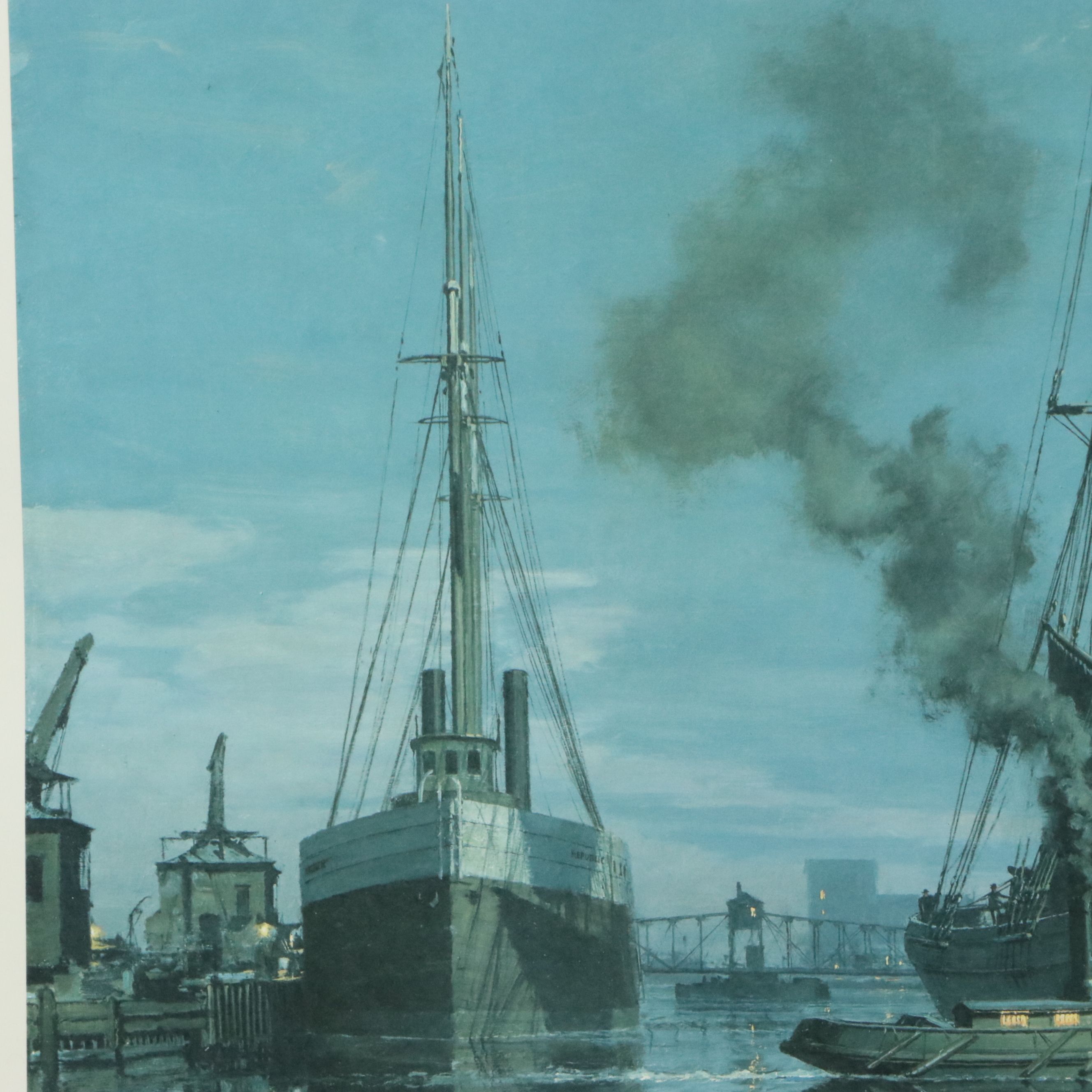 John Stobart Offset Lithograph "Moonlight Arrival on the Cuyahoga...," 1988