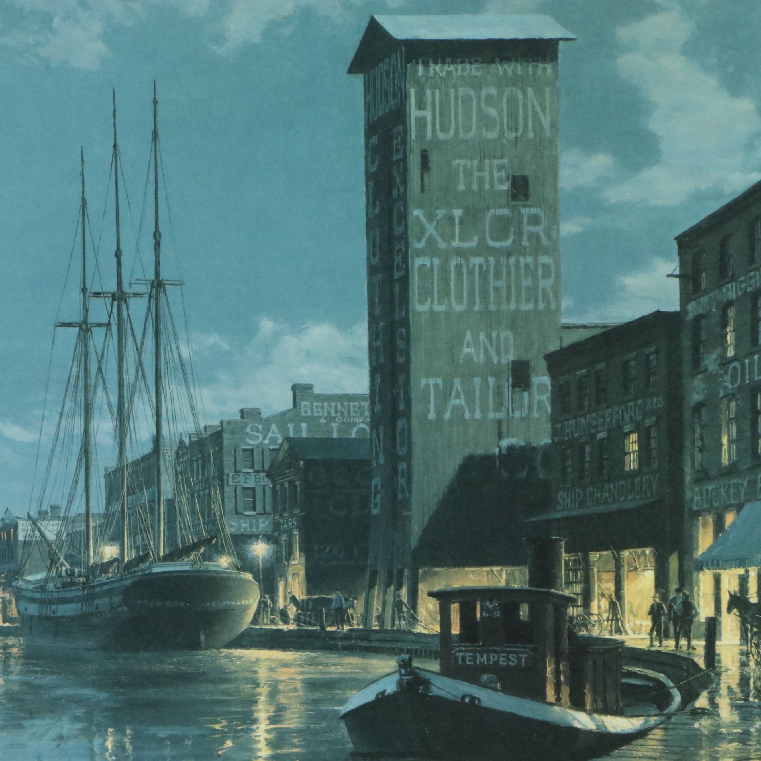 John Stobart Offset Lithograph "Moonlight Arrival on the Cuyahoga...," 1988