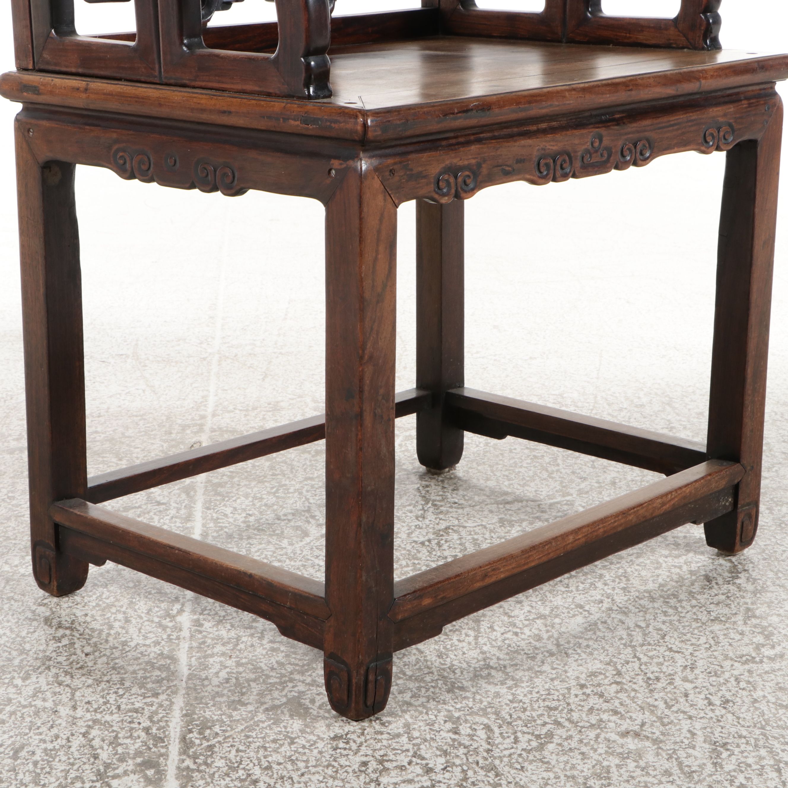 Chinese Carved Elmwood Armchair