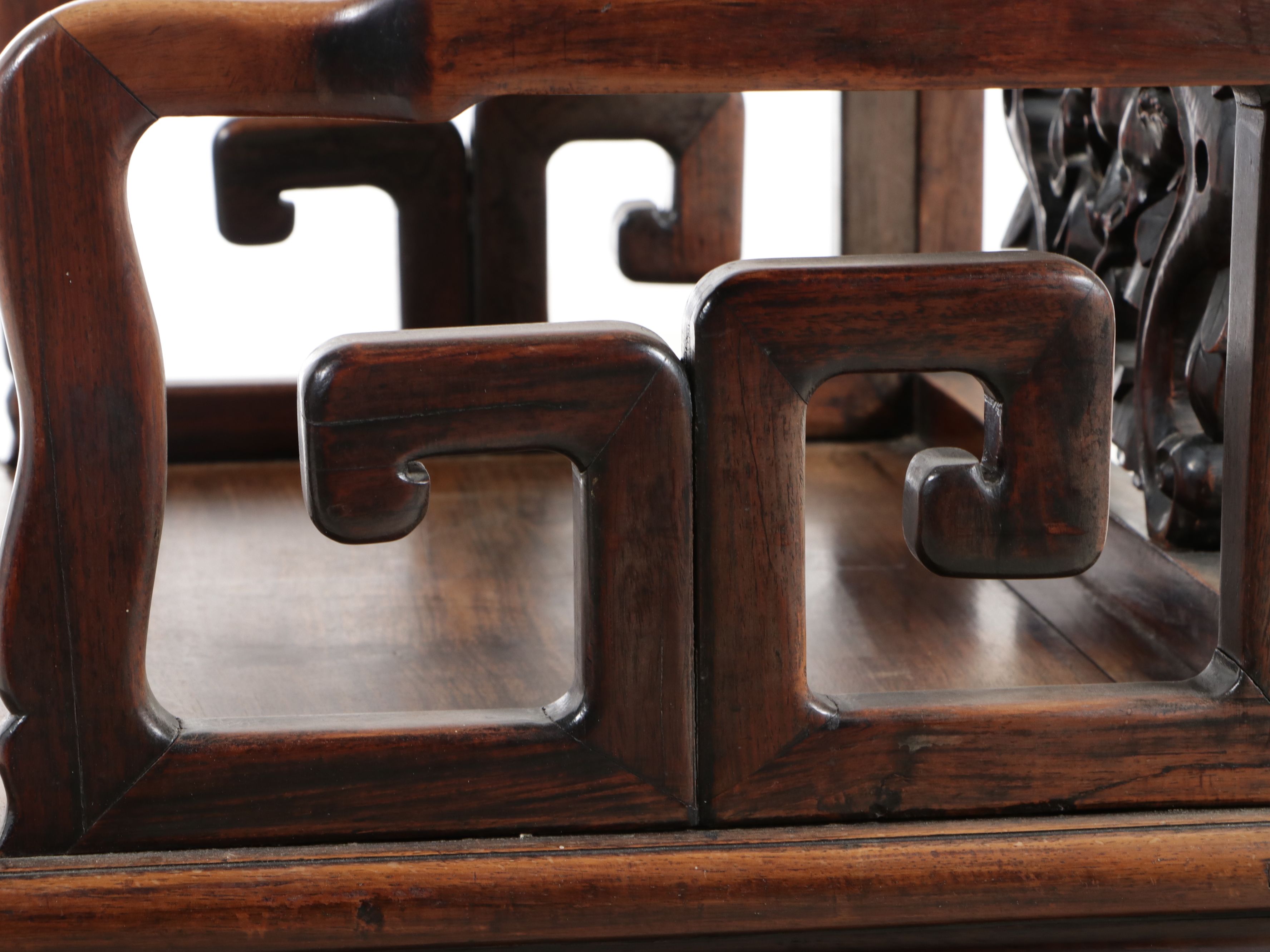 Chinese Carved Elmwood Armchair