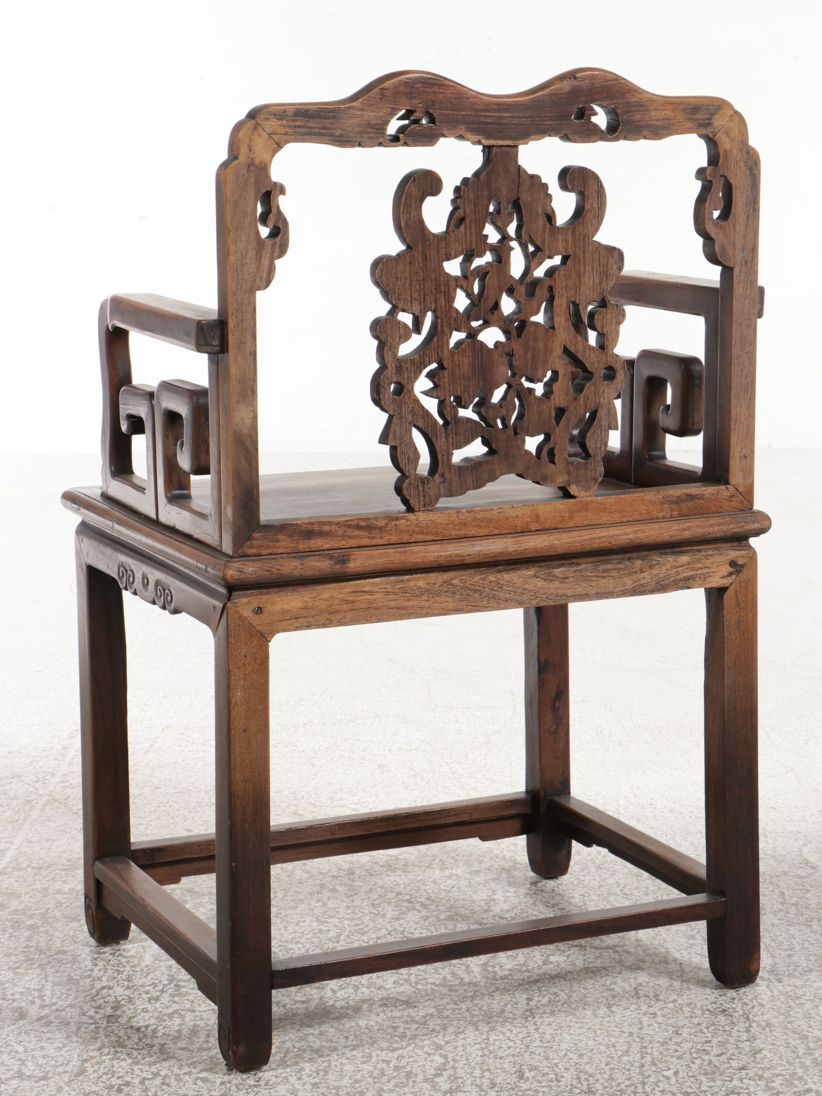 Chinese Carved Elmwood Armchair